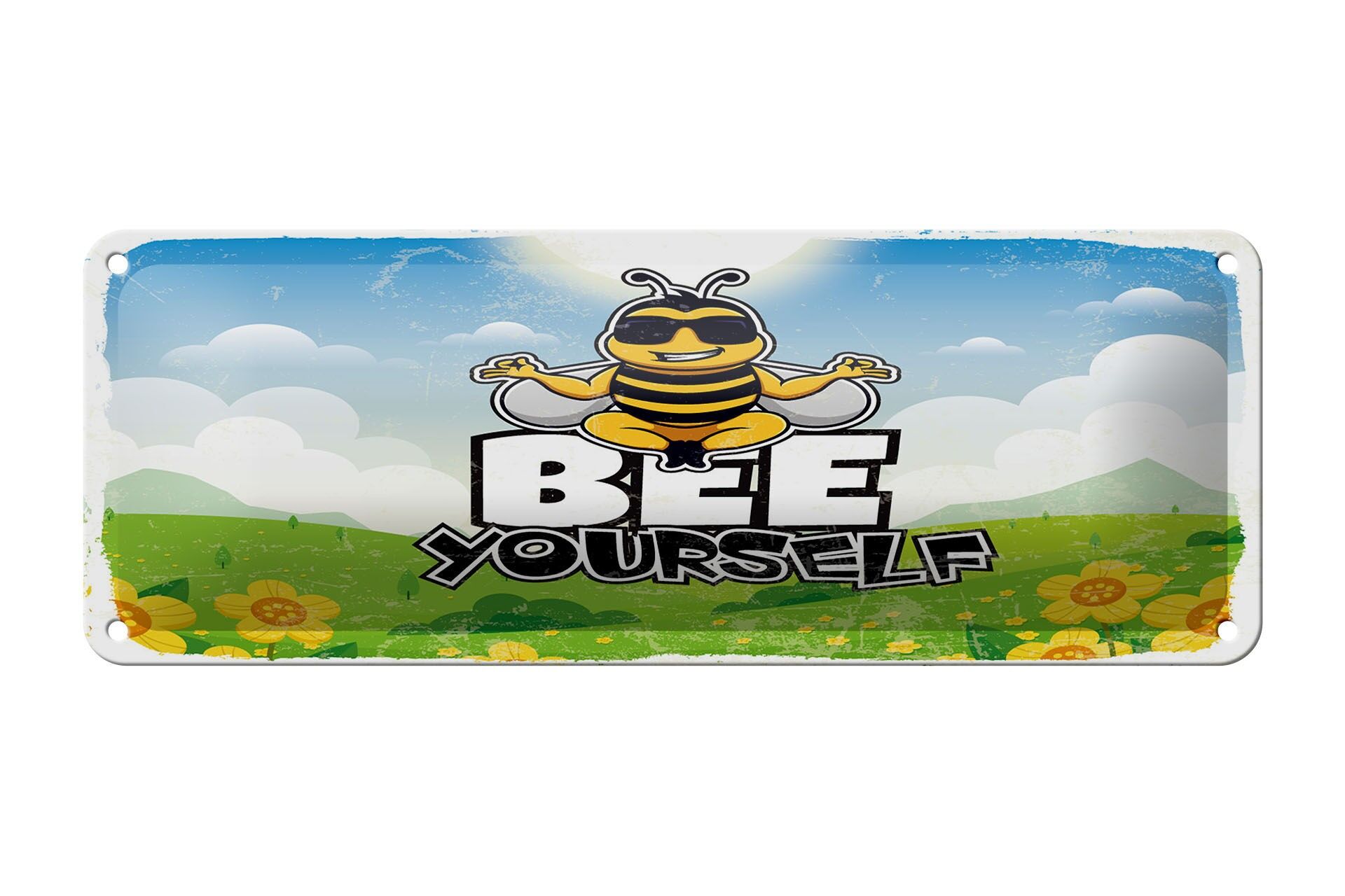 Cartello in latta con la scritta 27x10 cm "Be yourself" cartello decorativo per prato di api
