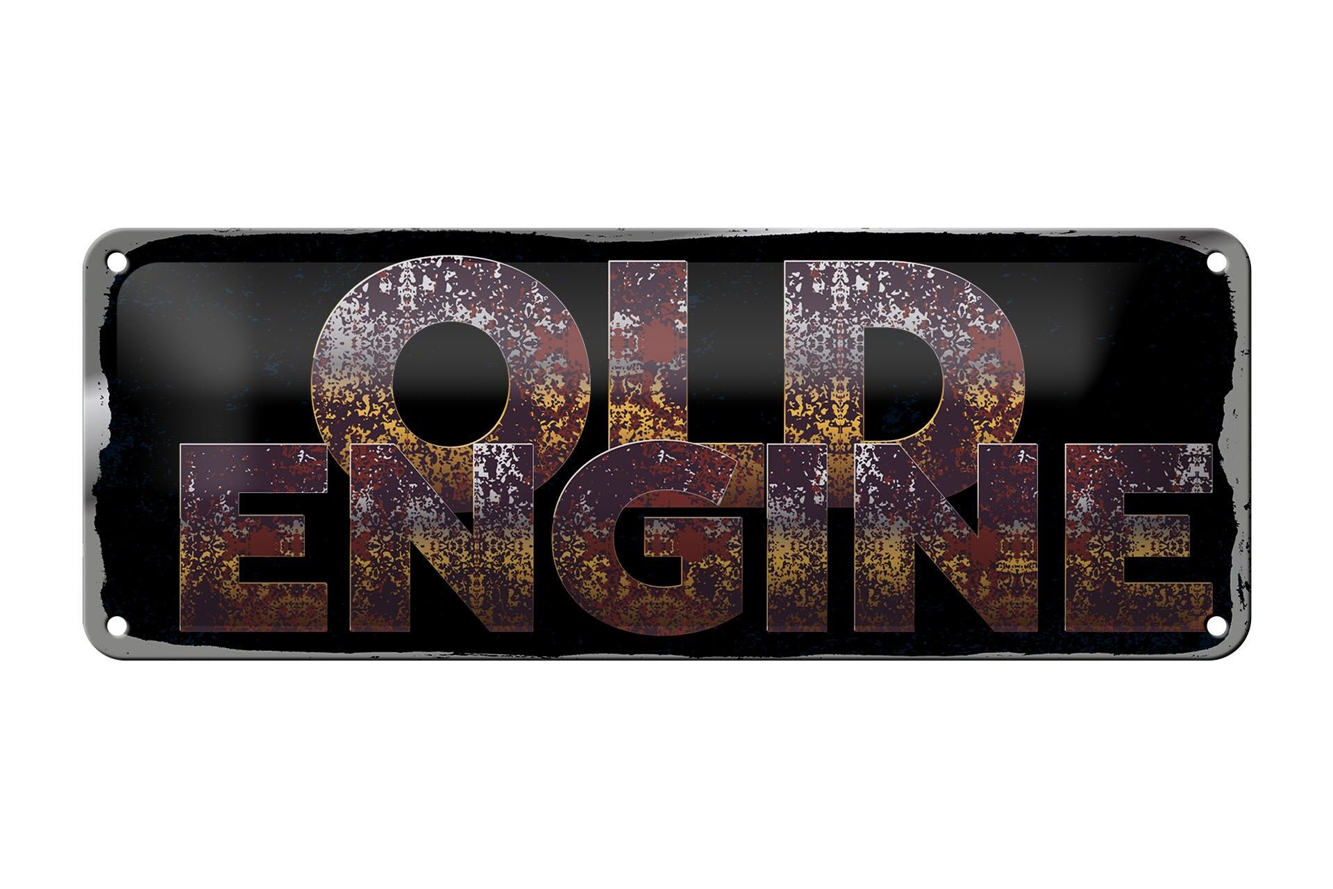 Cartello in latta 27x10 cm con scritta "vecchio motore" cartello decorativo