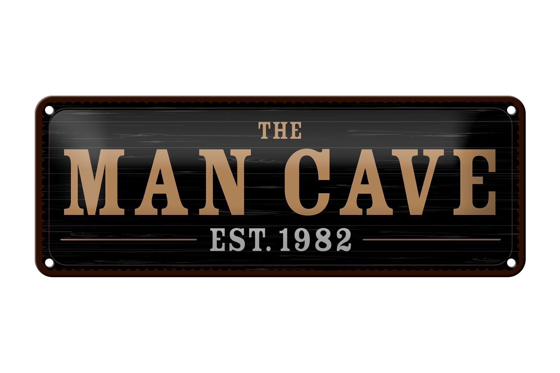 Cartello in latta 27x10 cm con la scritta The man cave Est. cartello decorativo 1982