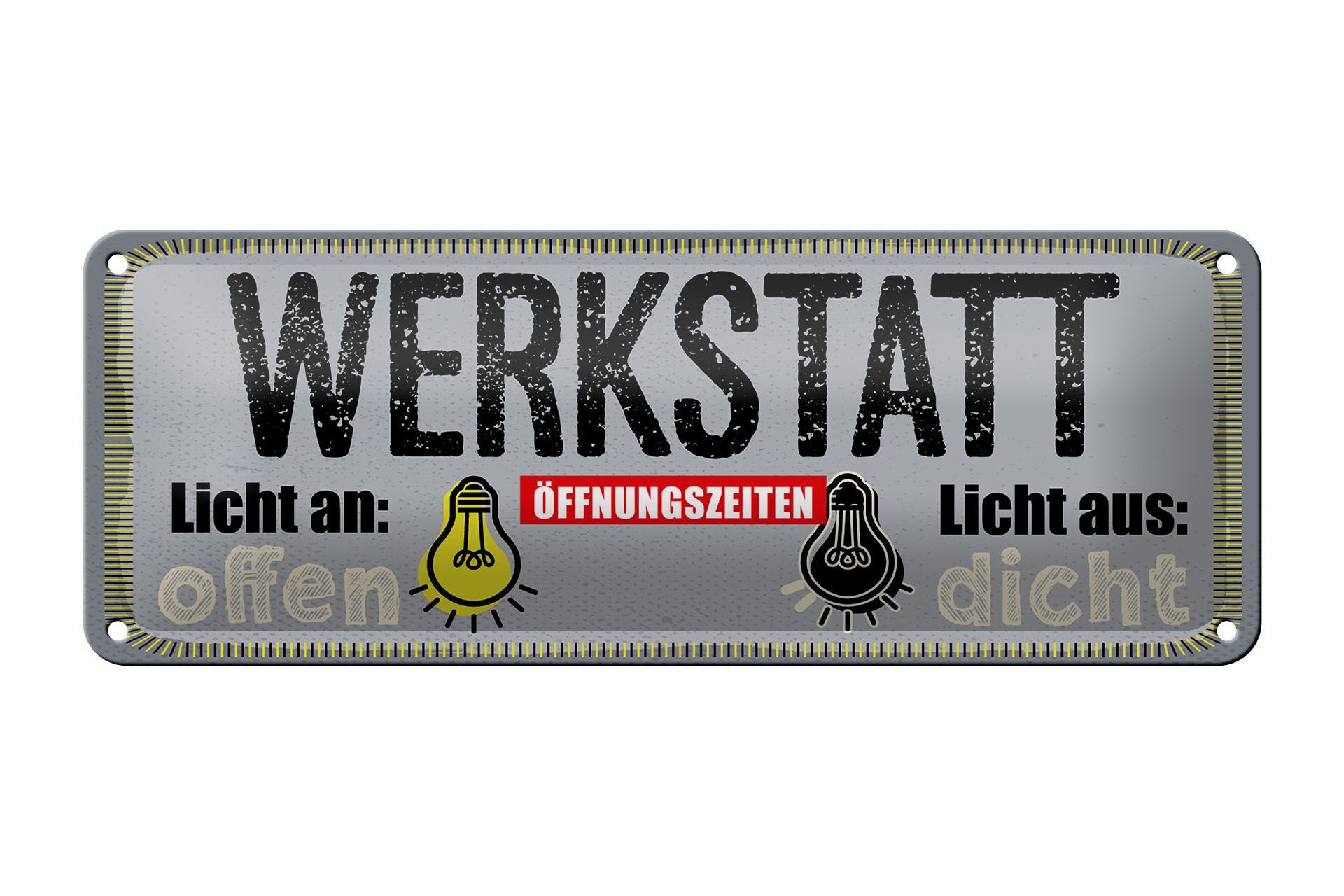 Cartello in metallo con scritto 27x10 cm officina luce accesa aperto luce spenta cartello chiuso