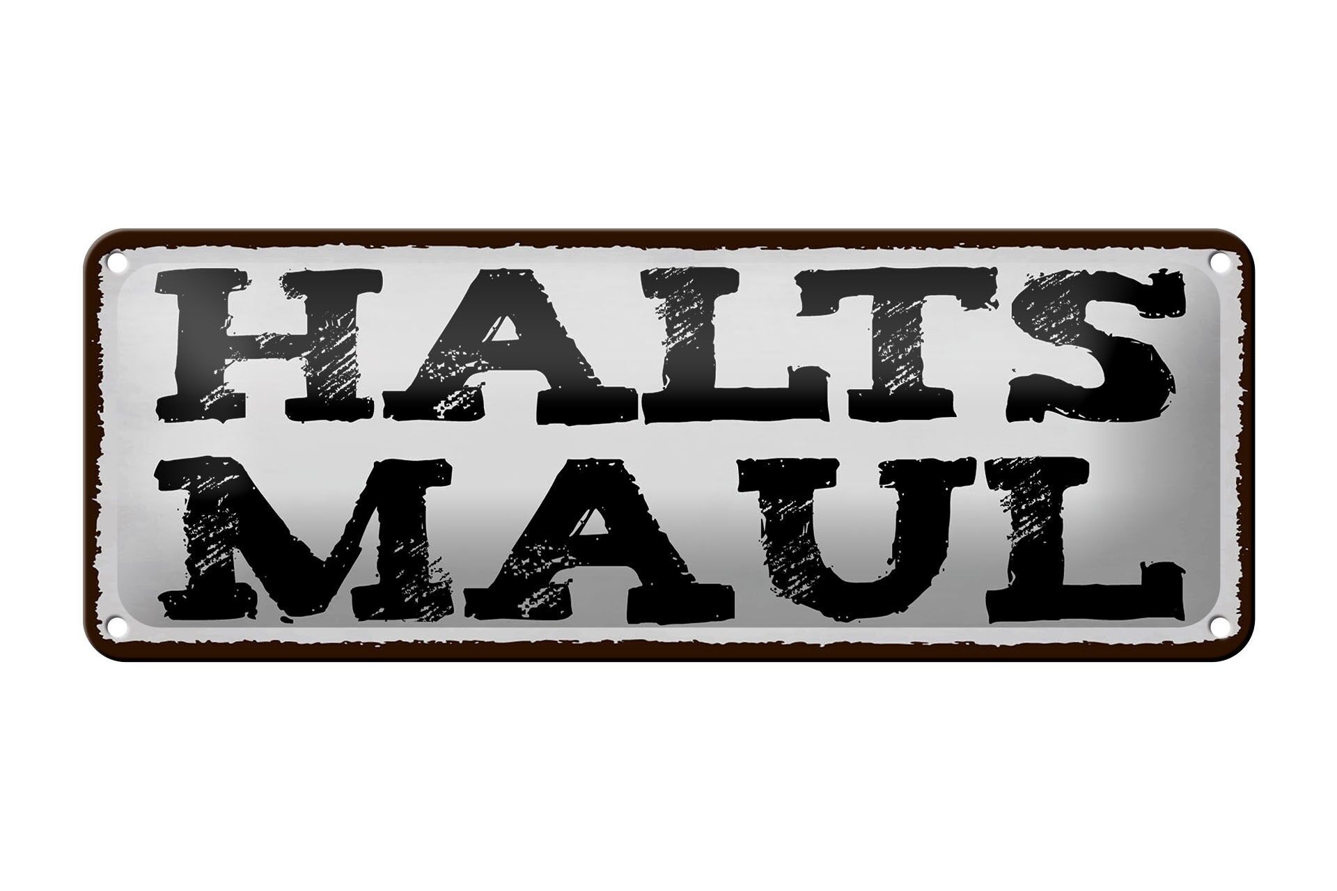 Cartello in metallo con scritta 27x10 cm "Stai zitto" cartello decorativo bianco