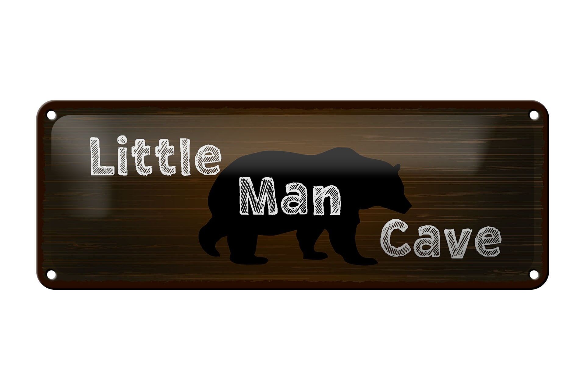 Cartello in latta con la scritta 27x10 cm piccolo uomo orso delle caverne cartello decorativo