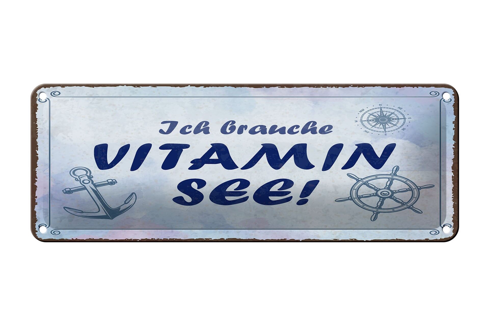 Tin sign saying 27x10 cm I need vitamin sea decorative sign