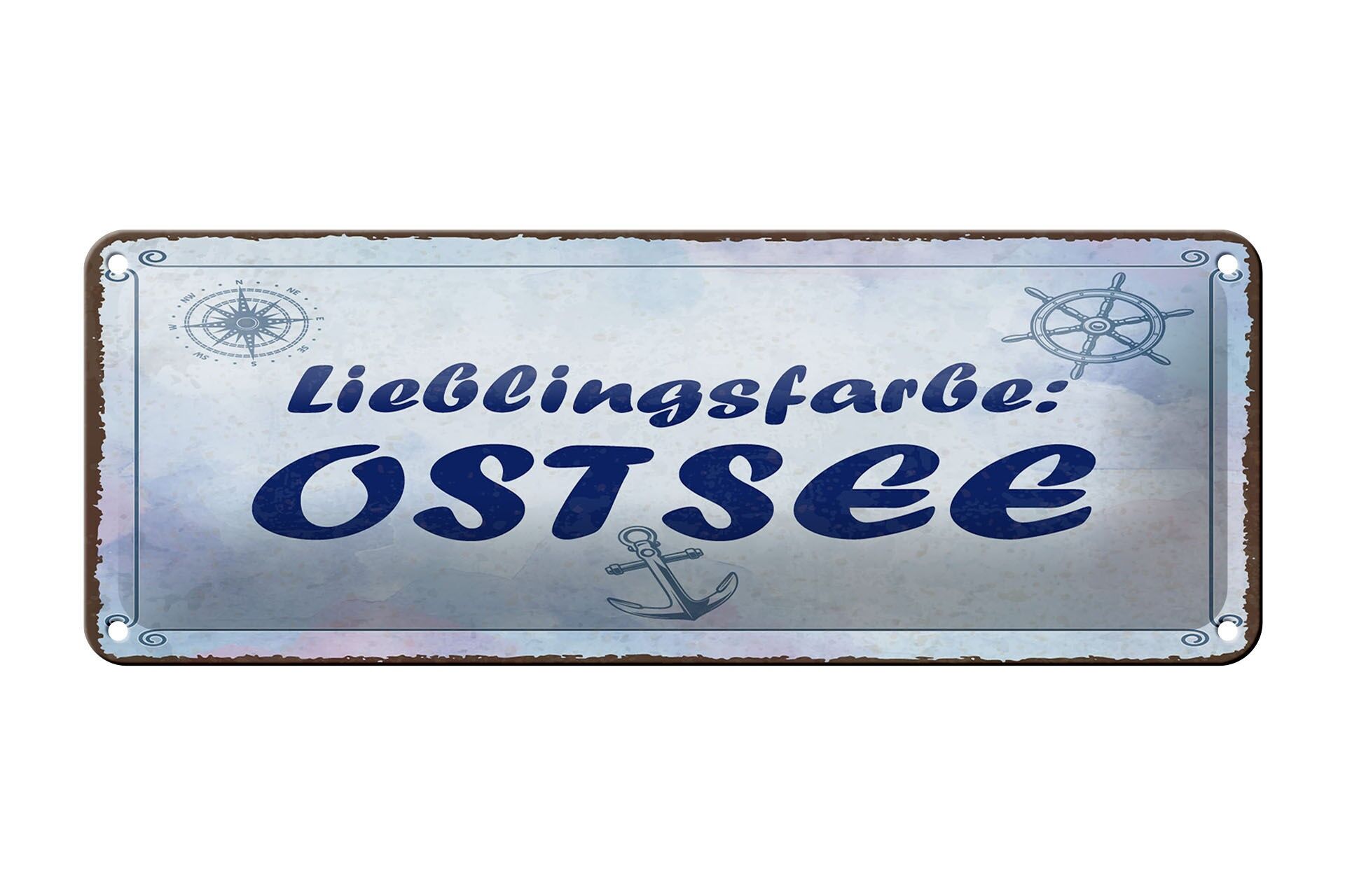 Letrero de hojalata de 27 x 10 cm con texto "Color favorito del mar Báltico".