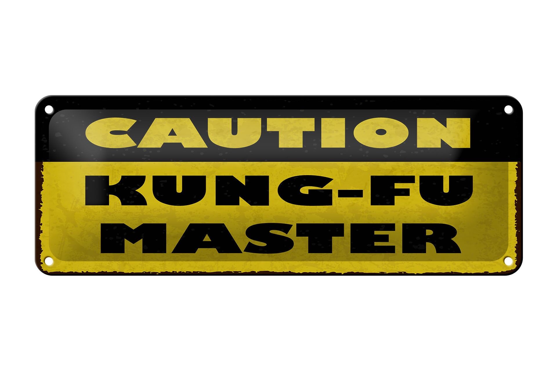 Blechschild Spruch 27x10 cm Caution Kung Fu Master Deko Schild