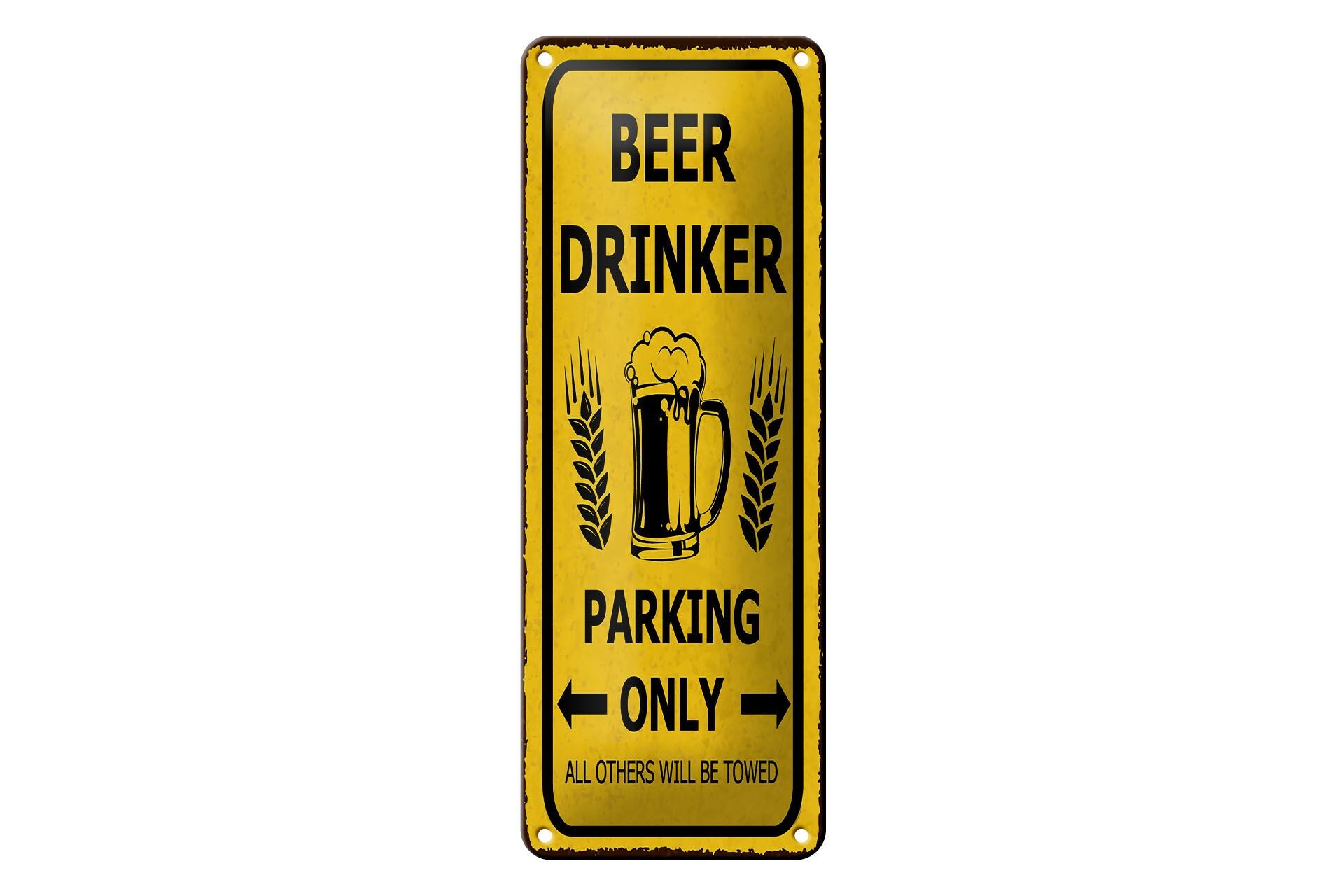 Blechschild Spruch 27x10 cm Beer Drinker parking only Deko Schild