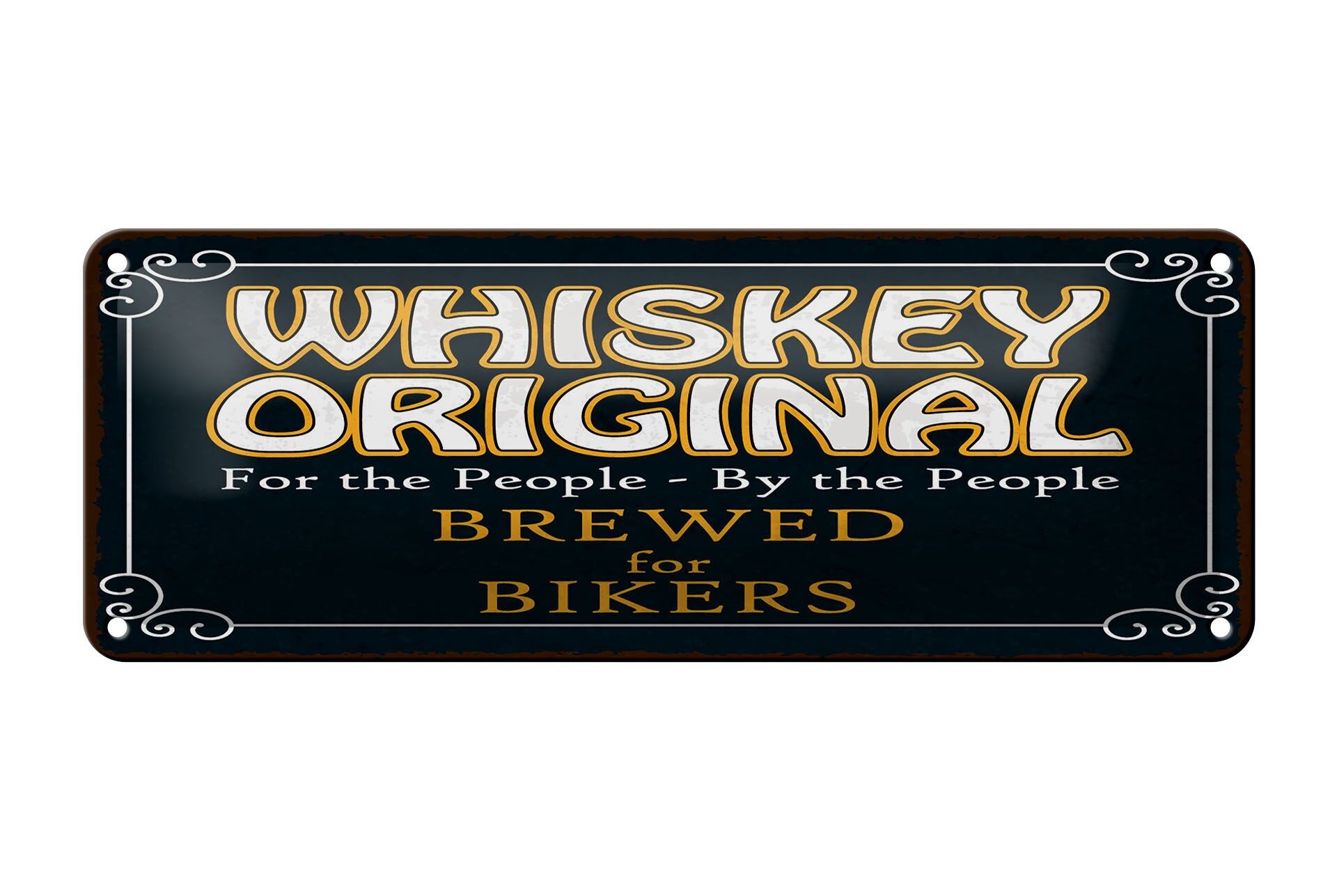 Cartello in latta con scritta 27x10 cm Whiskey originale For the People cartello decorativo