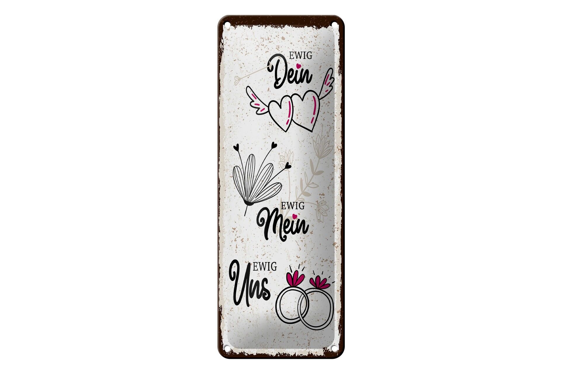 Cartello in latta con la scritta 27x10 cm Forever Yours Forever Us Decorazione fedi nuziali