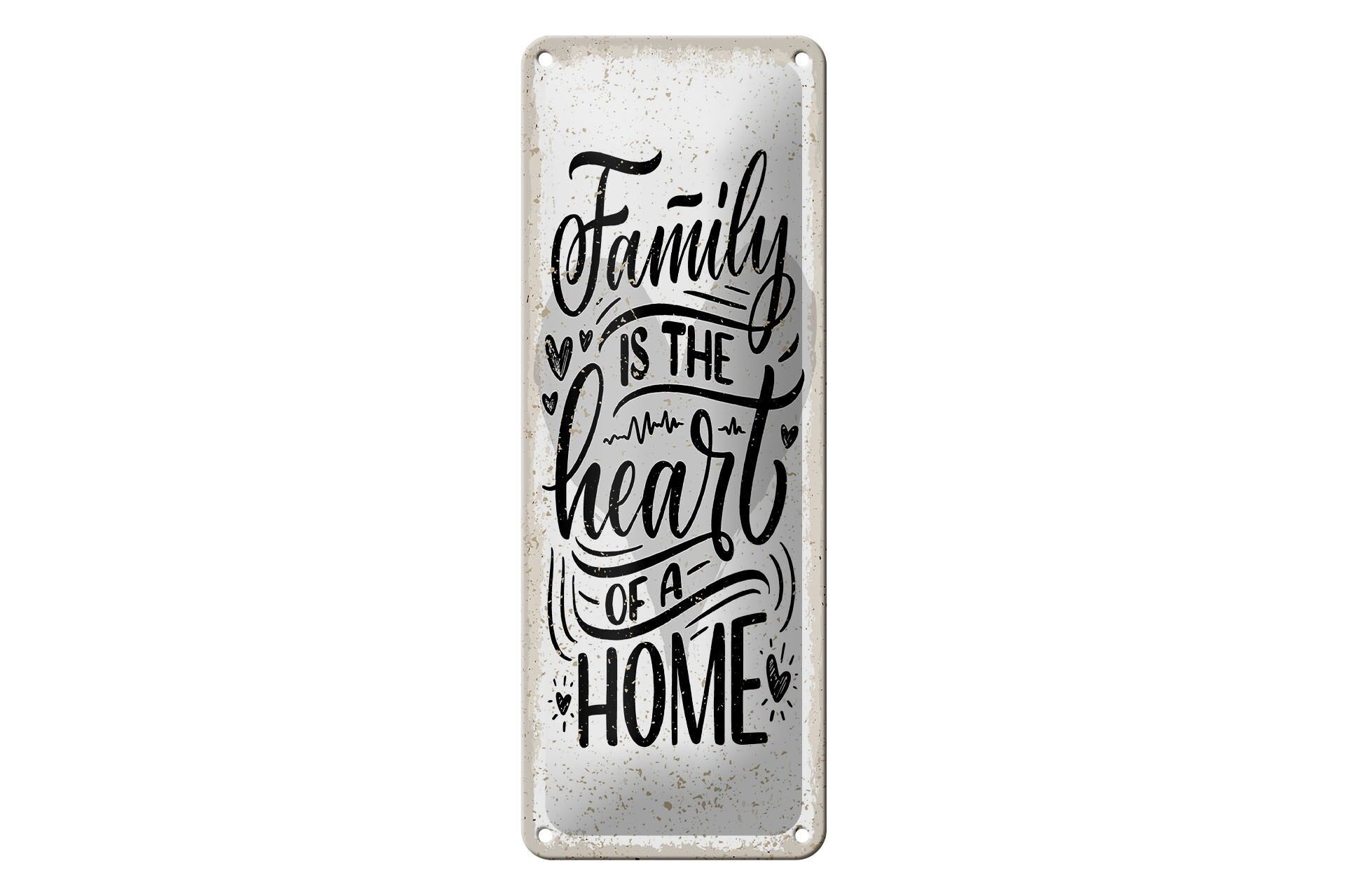 Blechschild Spruch 27x10 cm Family is the heart of a home Deko Schild