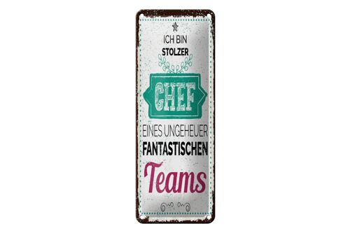 Blechschild Spruch 27x10 cm Stolzer Chef eines fantastischen Teams Deko Schild