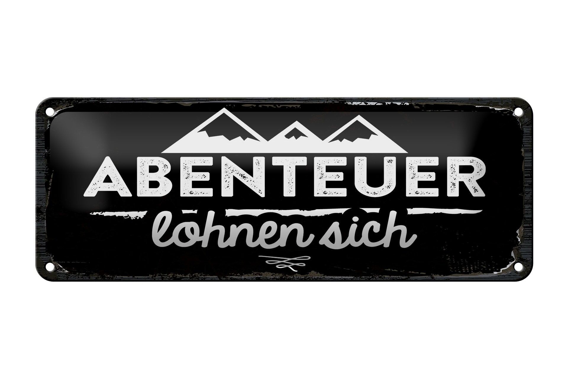 Cartello in latta 27x10 cm con la scritta "le avventure valgono la pena" cartello decorativo montagne