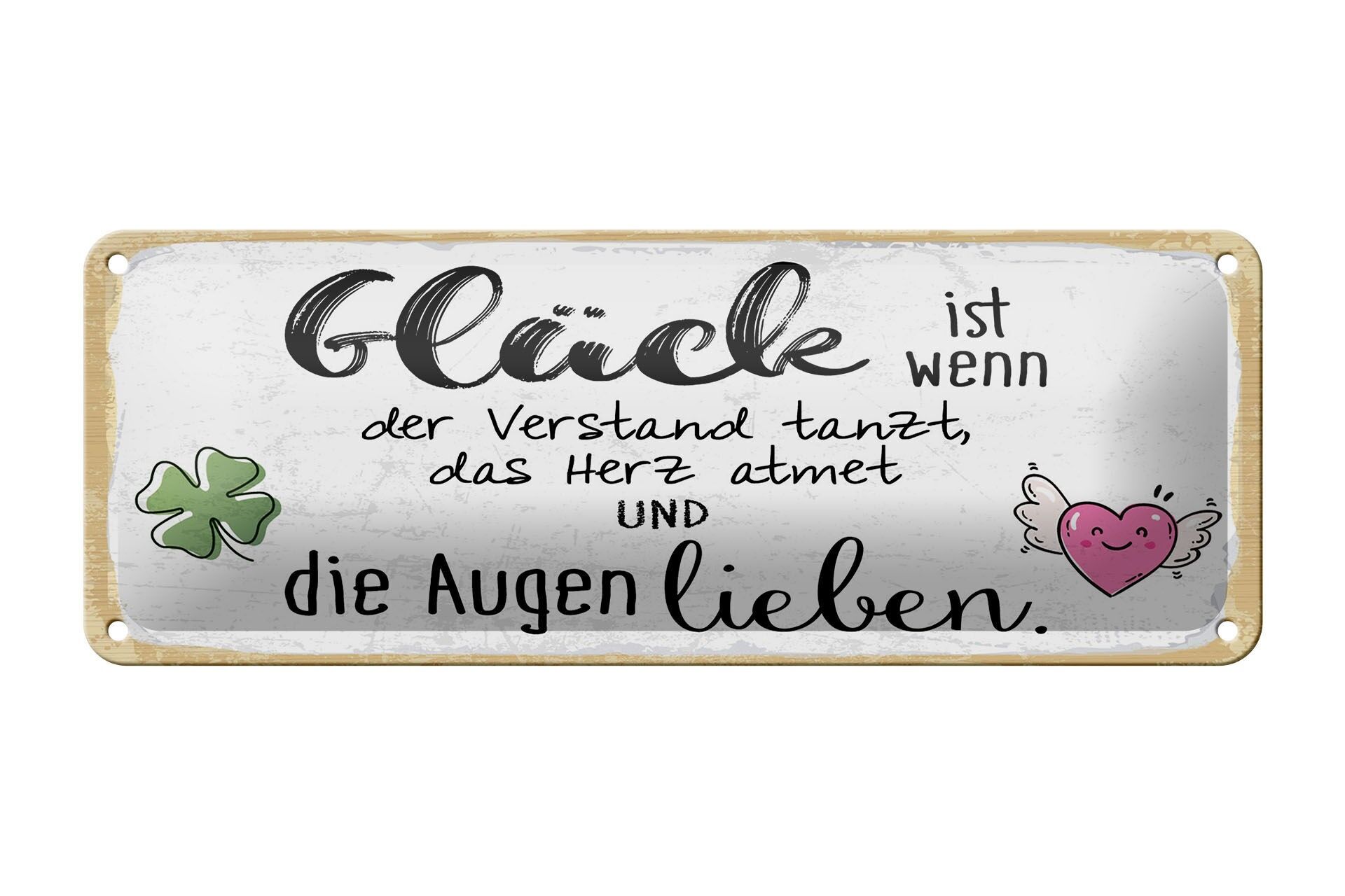 Plaque en tôle 27x10 cm Le bonheur c'est quand les yeux aiment