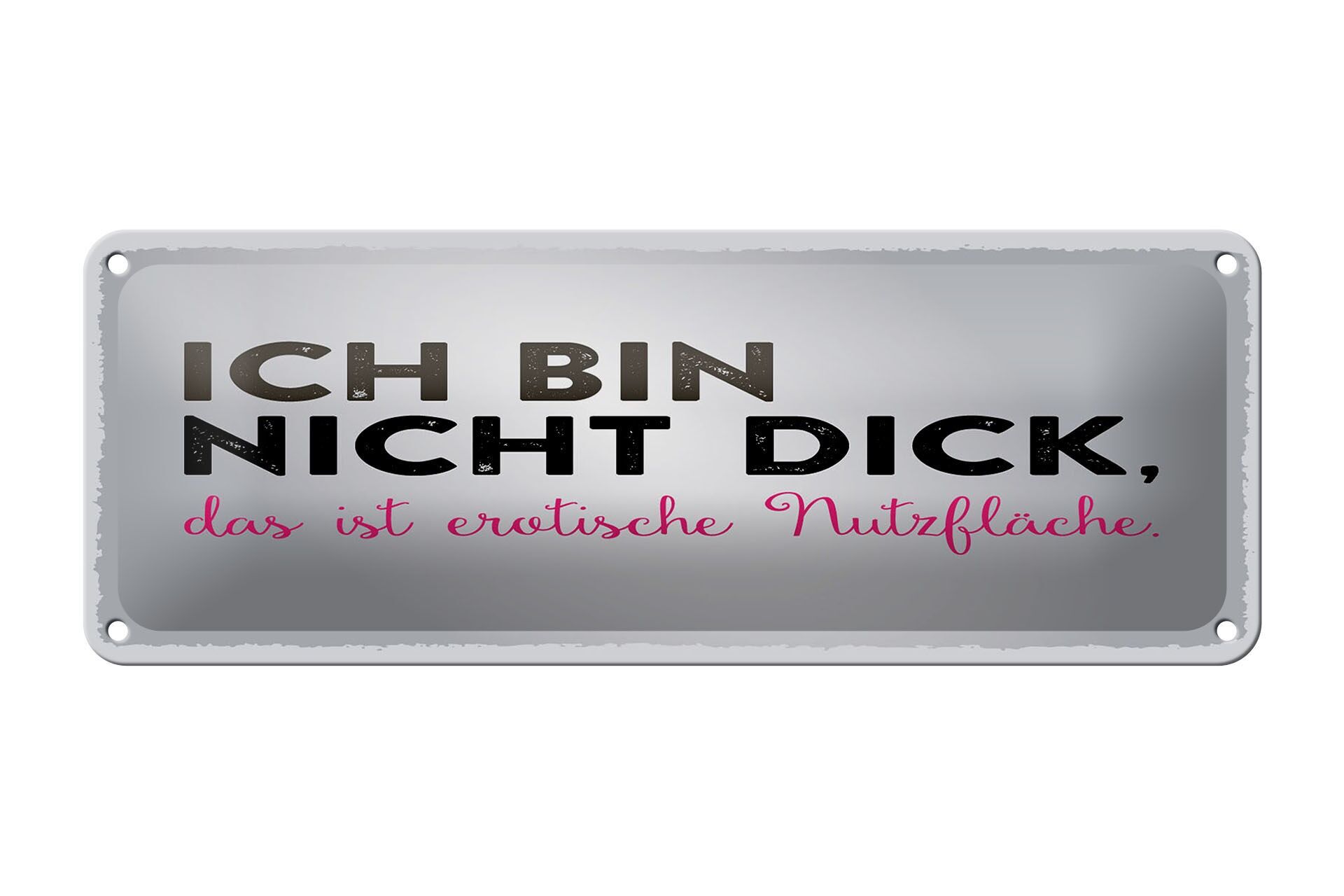 Blechschild Spruch 27x10 cm Ich bin nicht dick, das ist Nutzfläche Deko Schild