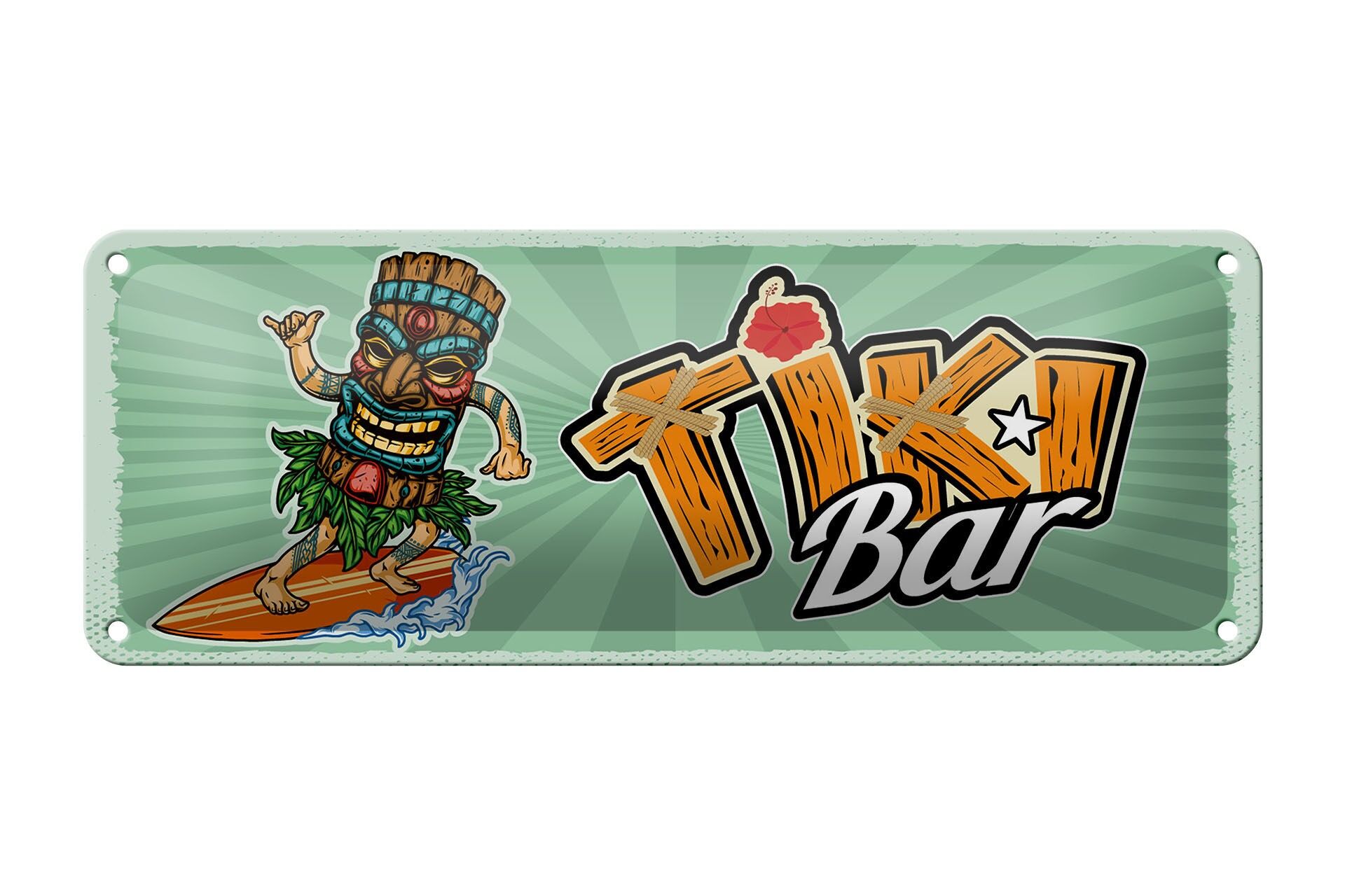 Avviso cartello in metallo 27x10 cm Tiki Bar Surfer cartello decorativo