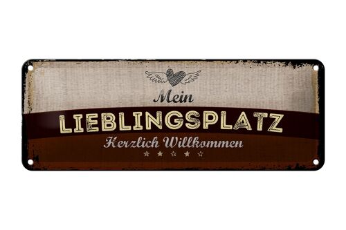 Blechschild Hinweis 27x10 cm Mein Lieblingsplatz Herzlich Willkommen Deko Schild
