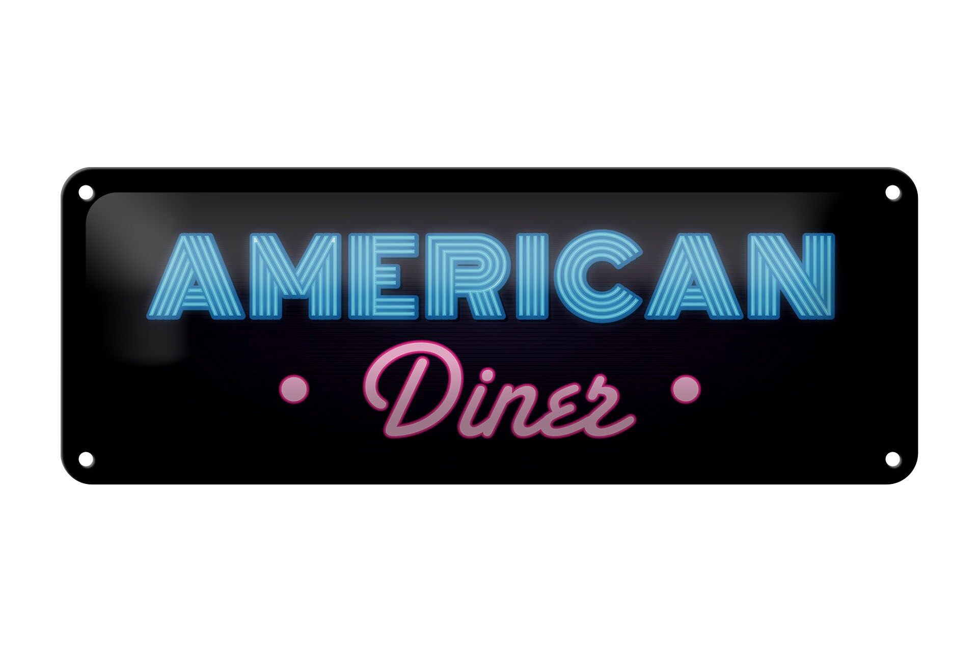 Blechschild Hinweis 27x10 cm American Diner Reklame Deko Schild
