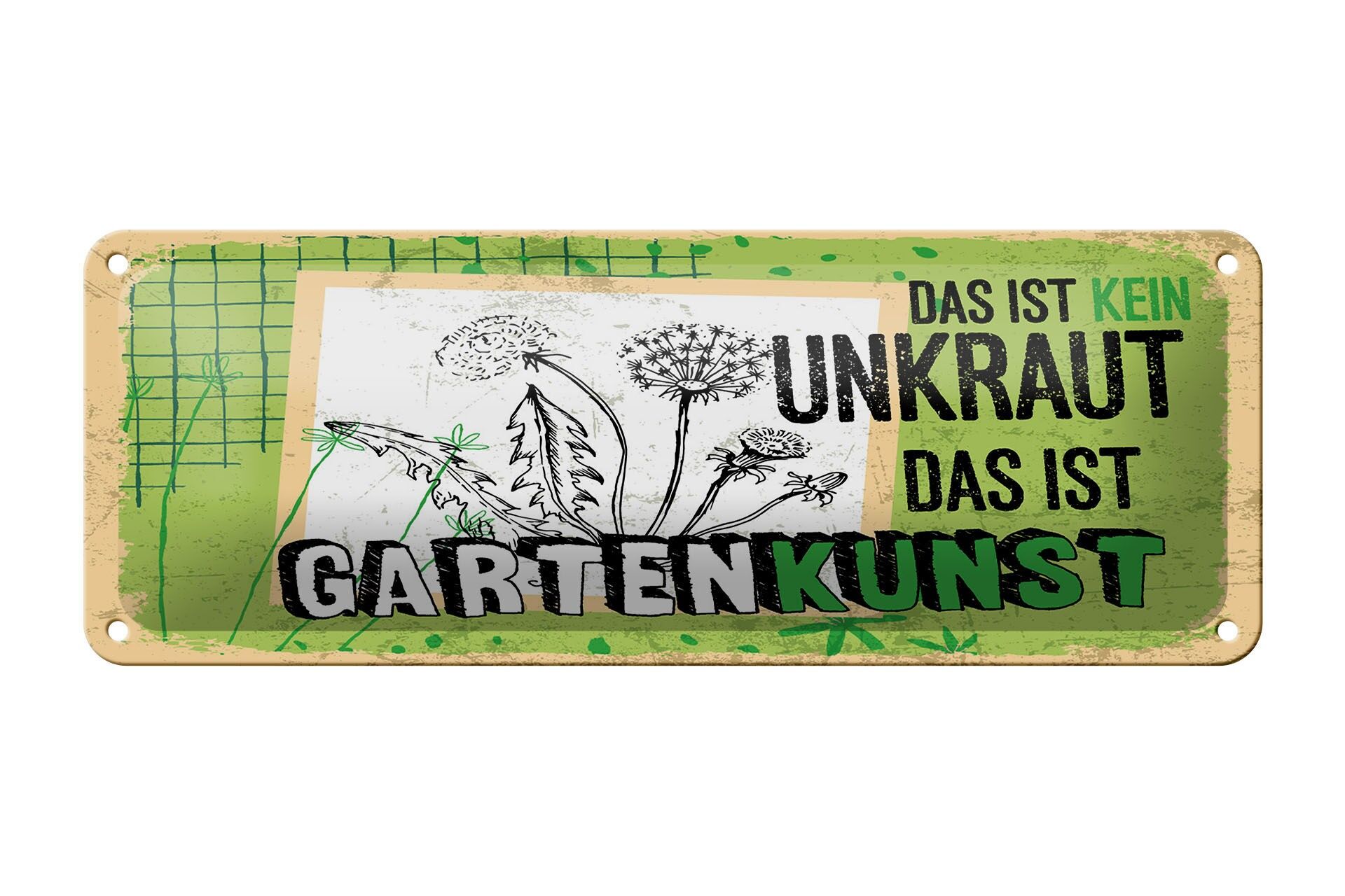 Letrero de hojalata de 27 x 10 cm con el texto "No malezas", que es una decoración artística para el jardín.