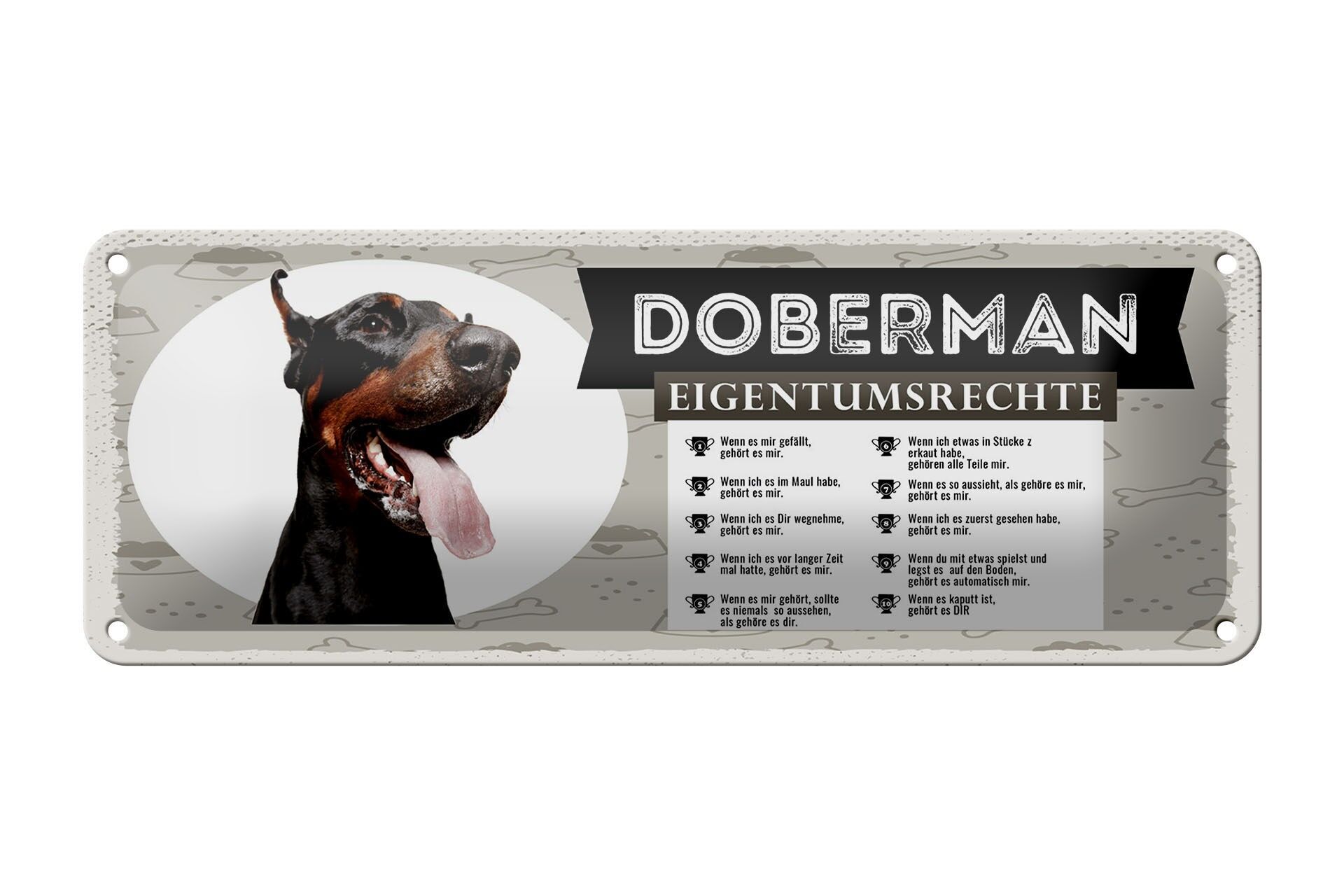 Cartello in metallo cane 27x10 cm Doberman diritti di proprietà cartello decorativo