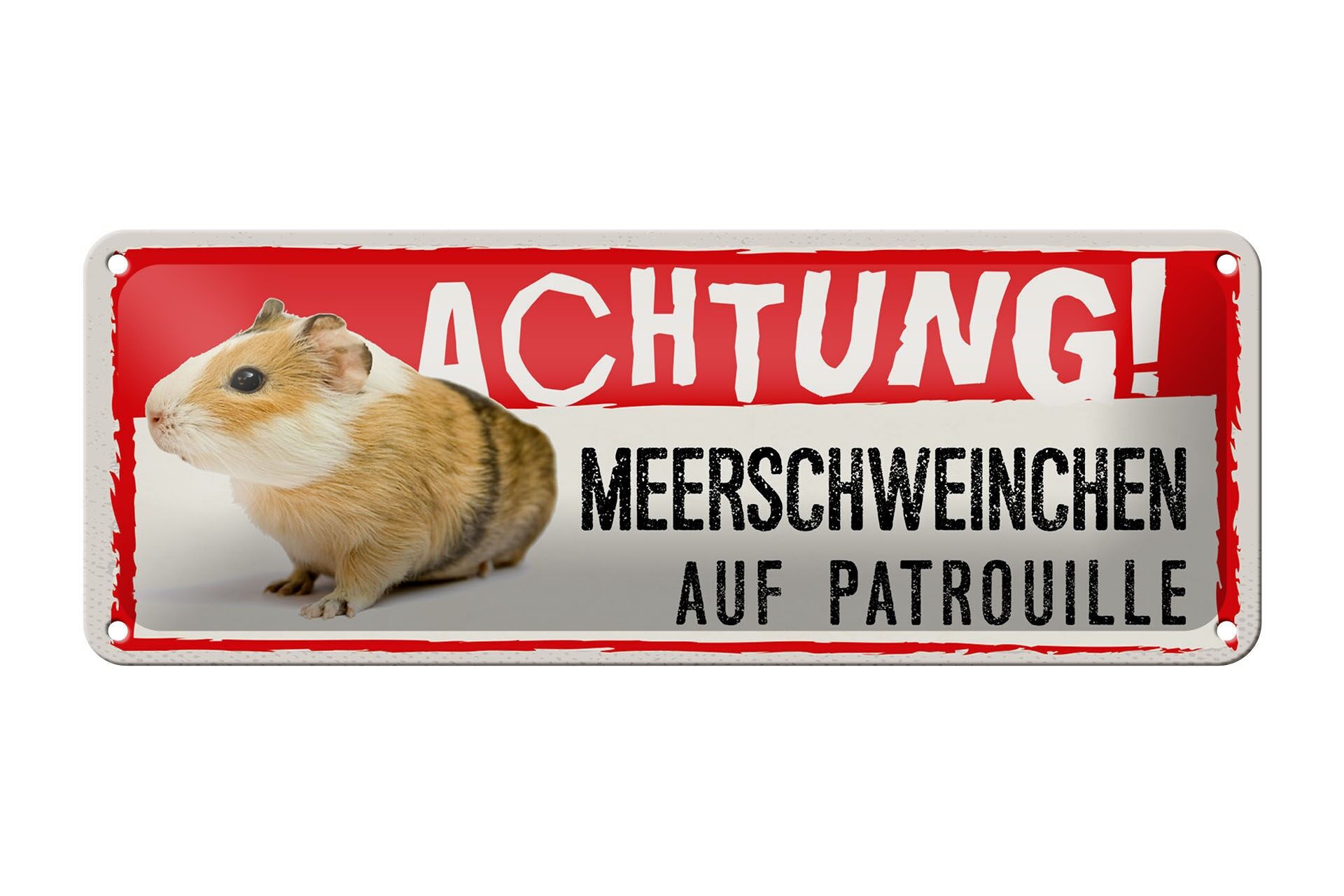 Letrero decorativo de hojalata de 27 x 10 cm con el mensaje "Atención, conejillos de indias en patrulla".