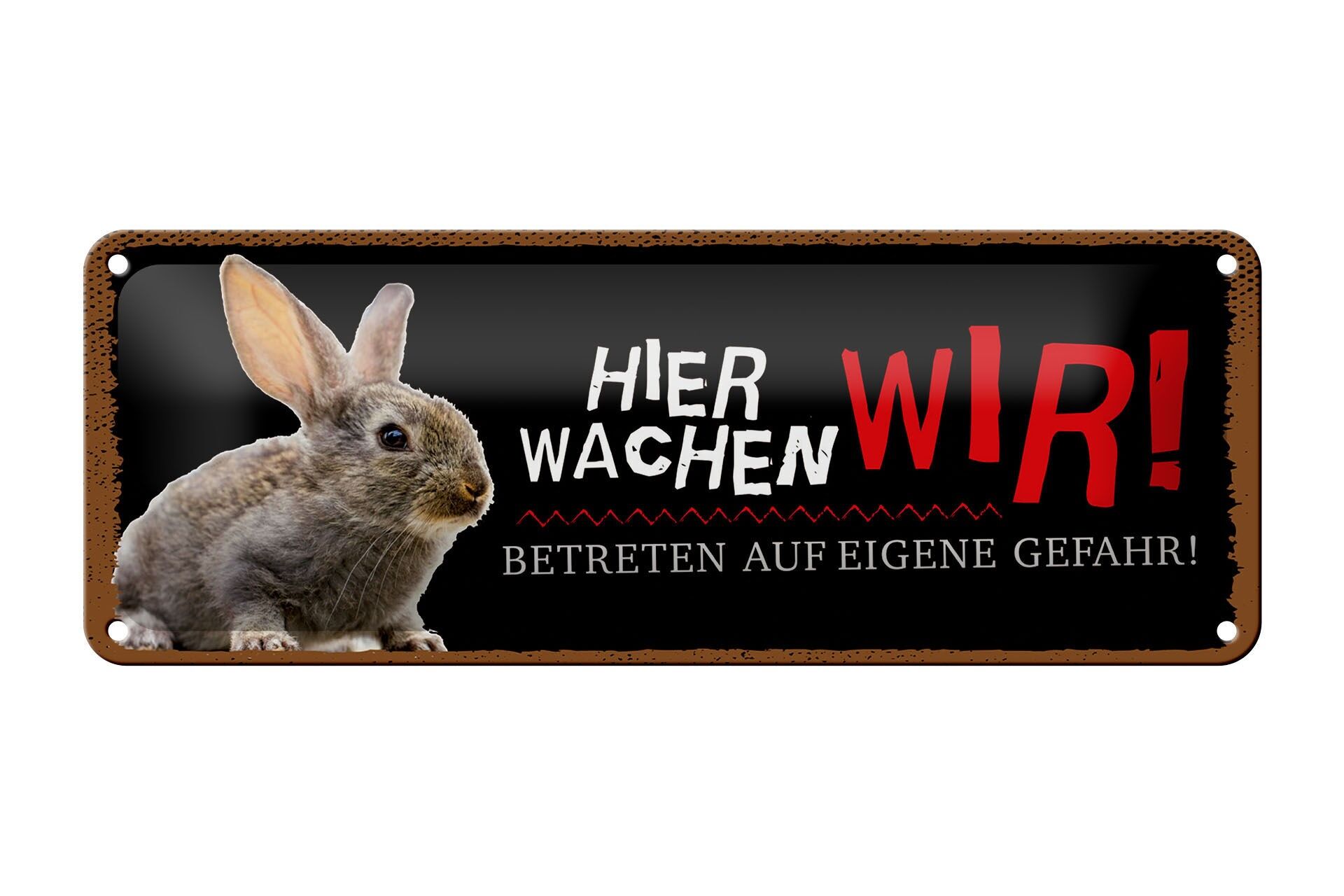 Cartello in latta con scritta 27x10 cm Qui osserviamo i conigli cartello decorativo