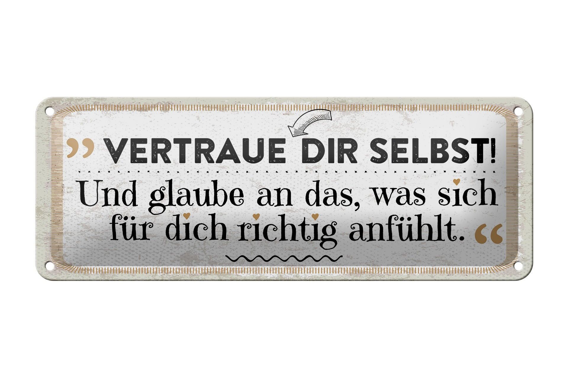 Cartello in latta con la scritta 27x10 cm Fidati di te cartello decorativo