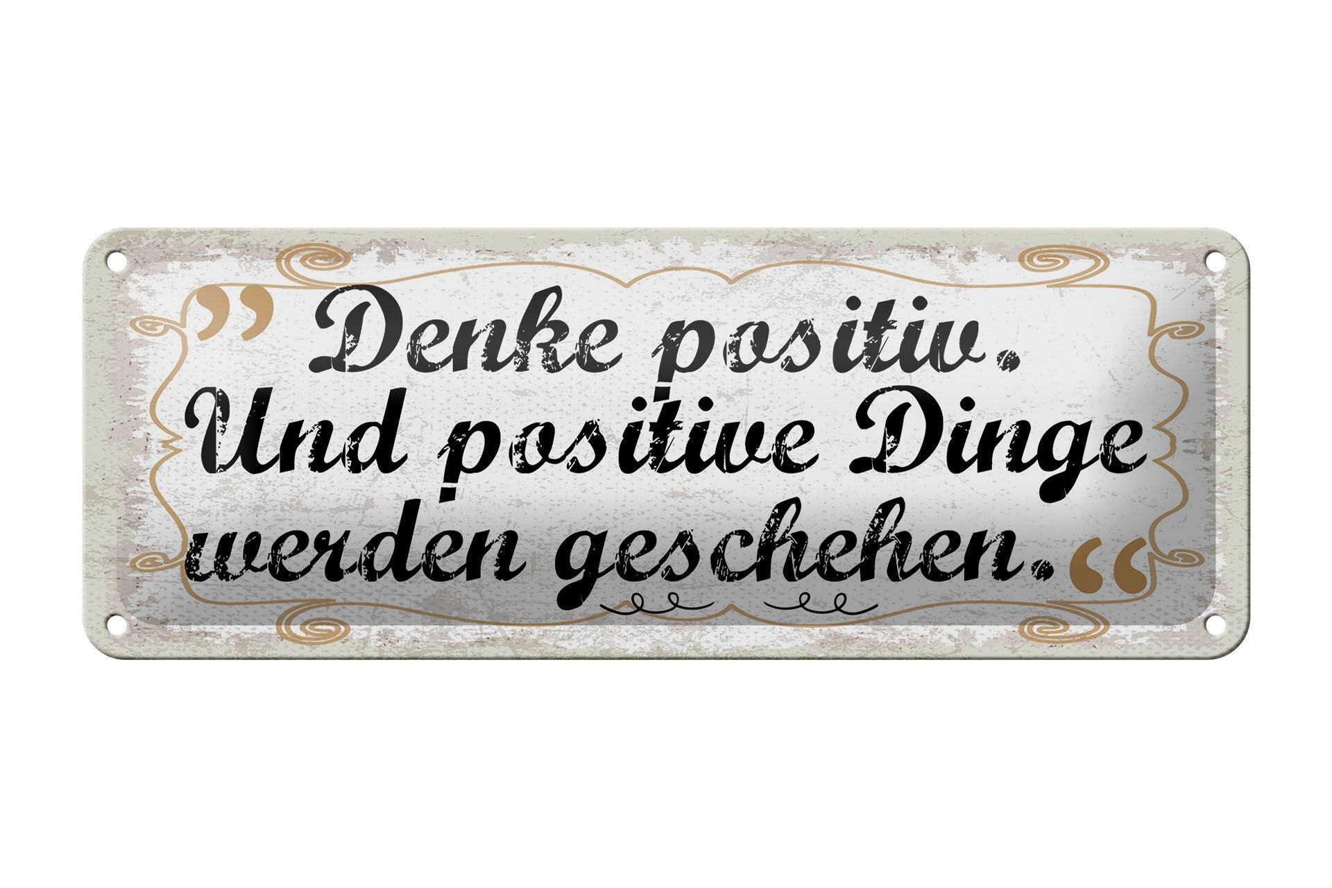 Cartello in metallo con scritta 27x10 cm Pensa positivo e le cose positive accadranno