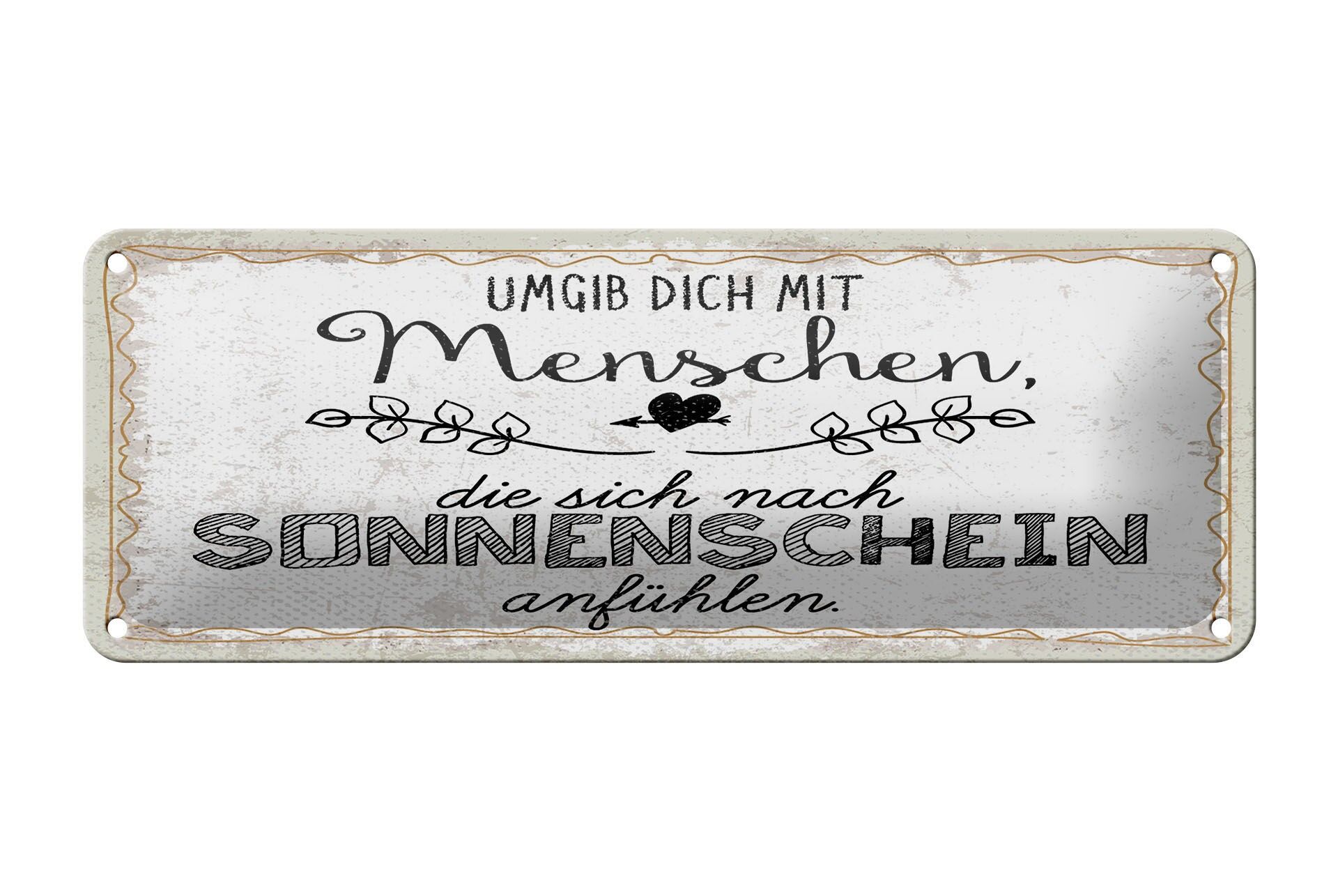 Plaque en métal 27x10 cm avec inscription « Les gens qui aiment le soleil »