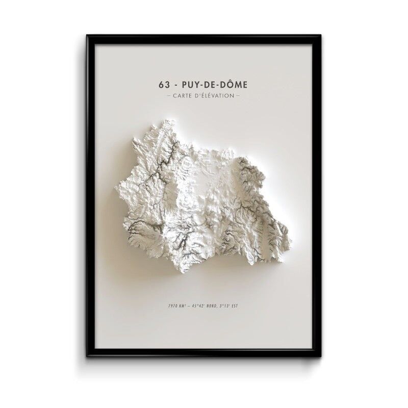 Mappa altimetrica del Puy-de-Dôme