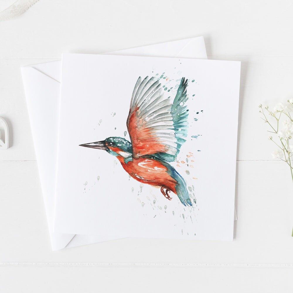 Kingfisher Watercolour Design Greeting Card