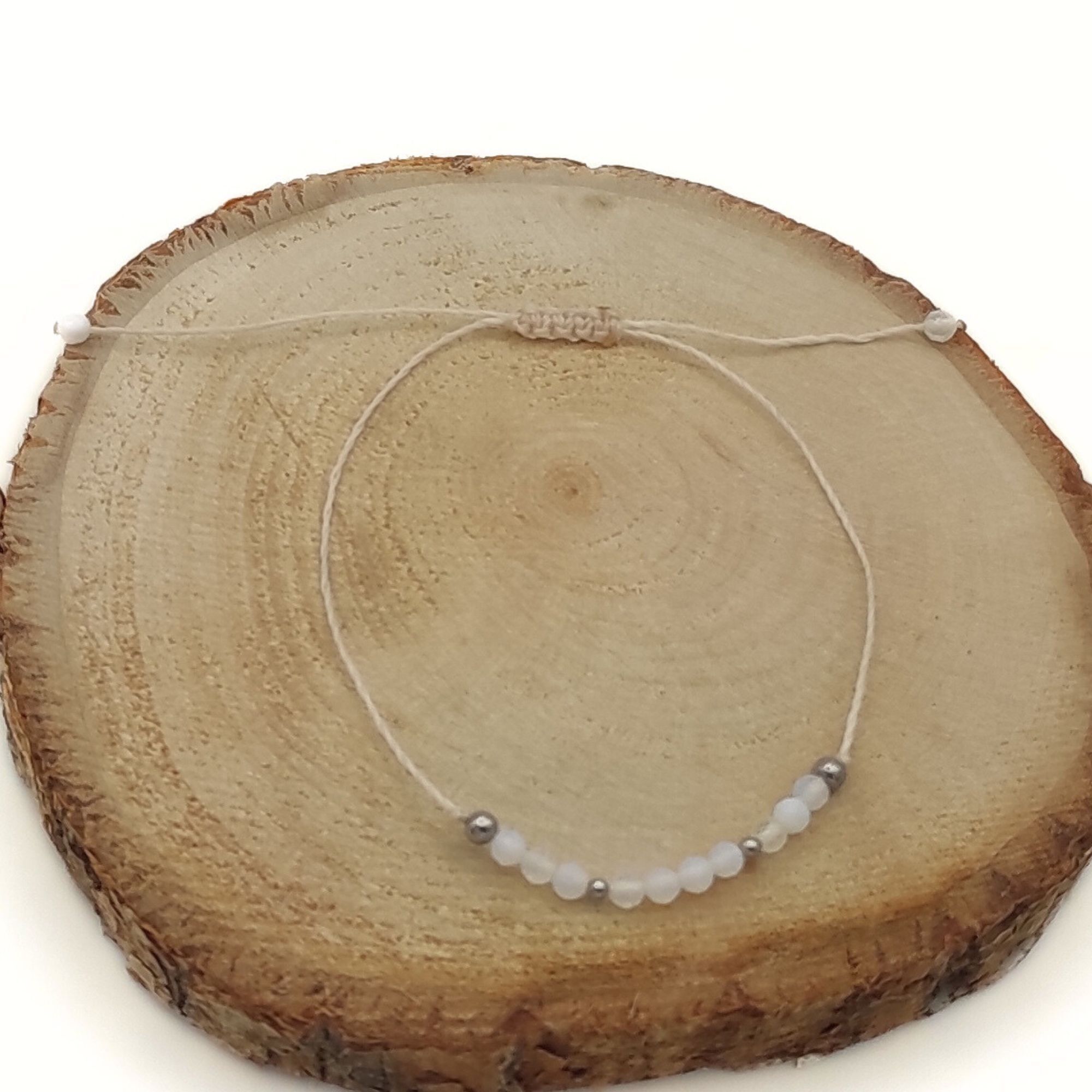 bracciale su cordino pietre naturali OPALE perle sfaccettate 3mm