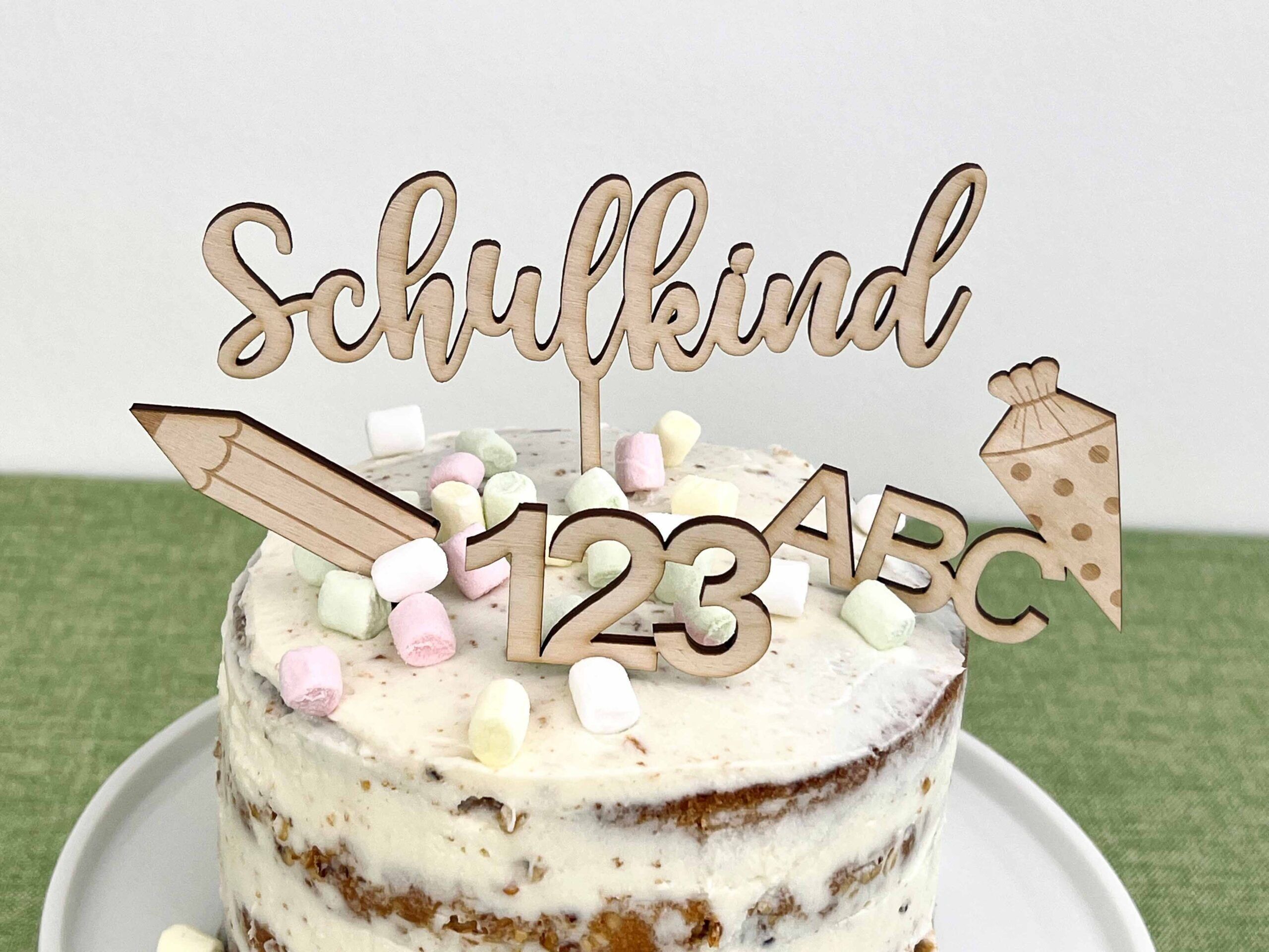 Cake Topper school enrollment / school child with name possible and ABC, 123, candy cone, pen, bee, decoration school introduction, school child