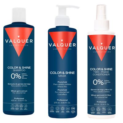 Pack Potenciador color y brillo para Cabellos Teñidos - Champú, Mascarilla y Acondicionador Bifásico - 1000 ml