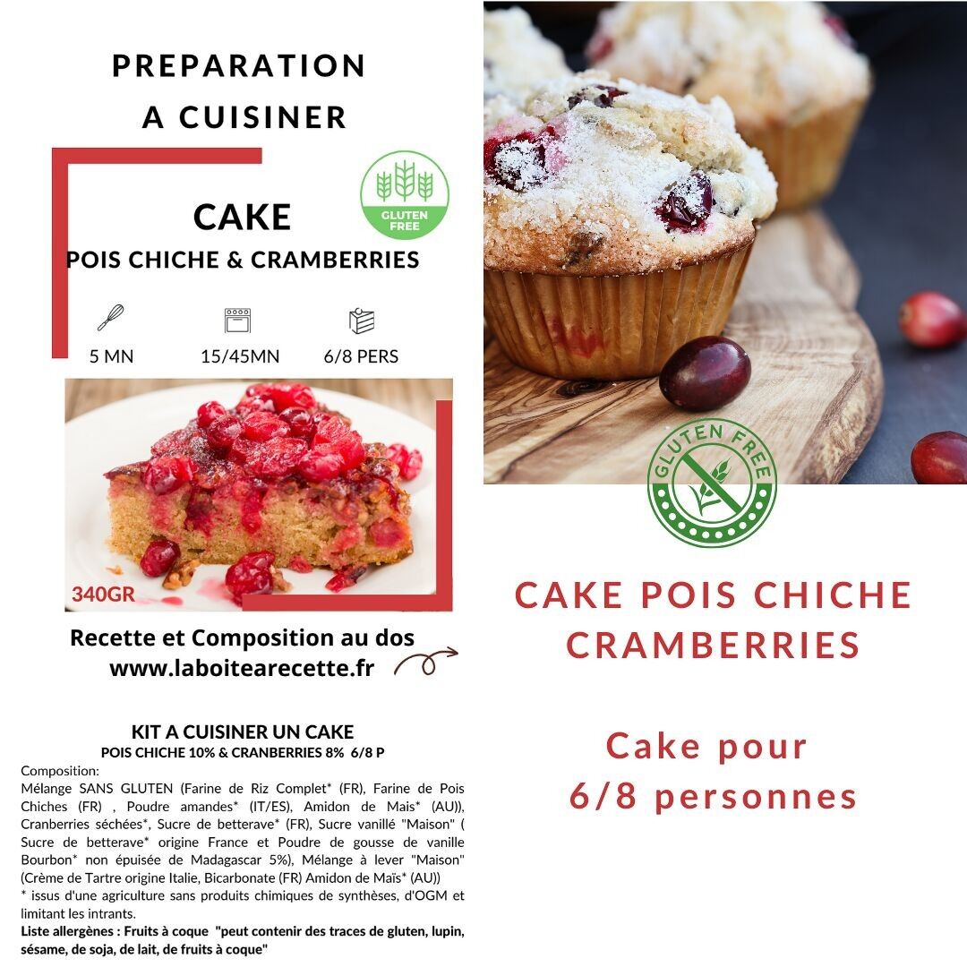 Preparazione per la preparazione di una torta di ceci e mirtilli rossi senza glutine