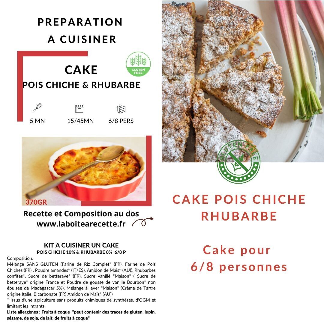 Preparazione per la preparazione di una torta di ceci canditi e rabarbaro senza glutine