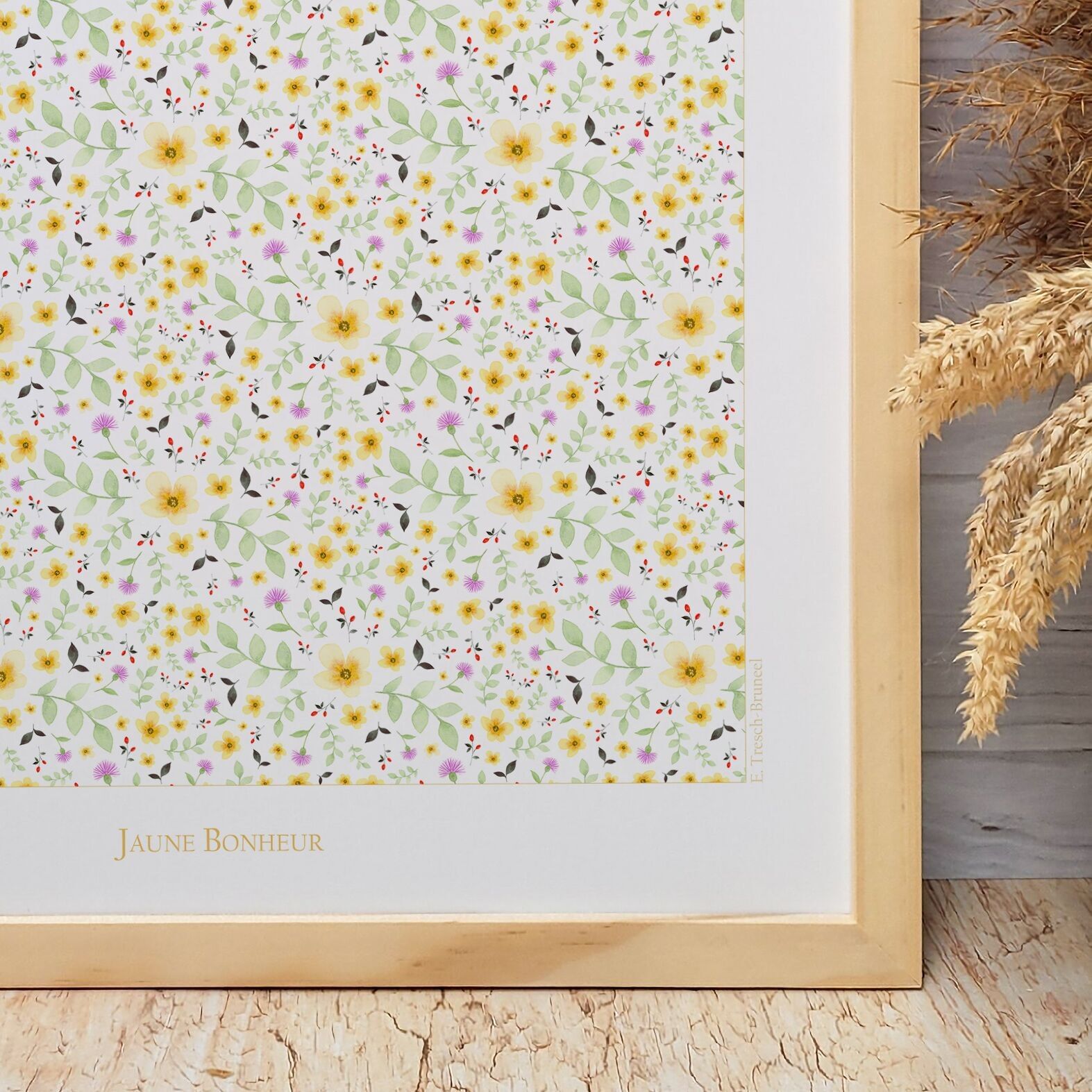 Floral pattern poster · "Yellow happiness"