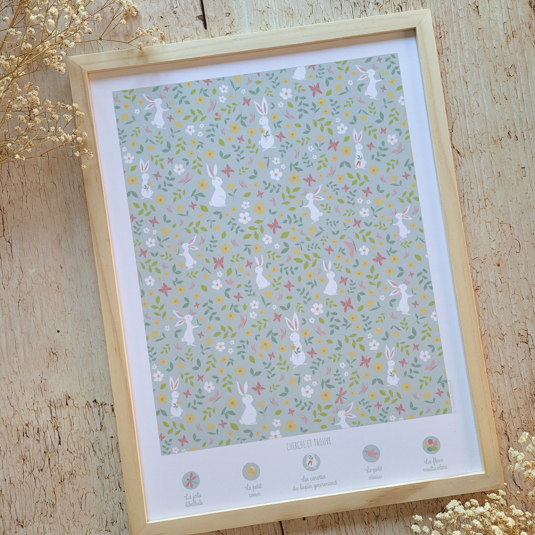 Manifesto giocoso per bambini · Cerca e trova "Dolce coniglio"