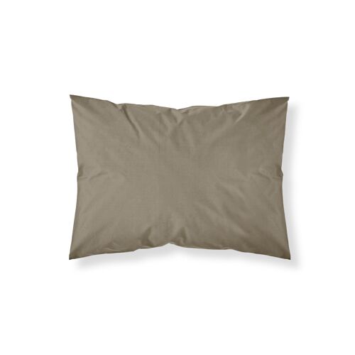 Funda almohada lisa 100% algodón Marrón