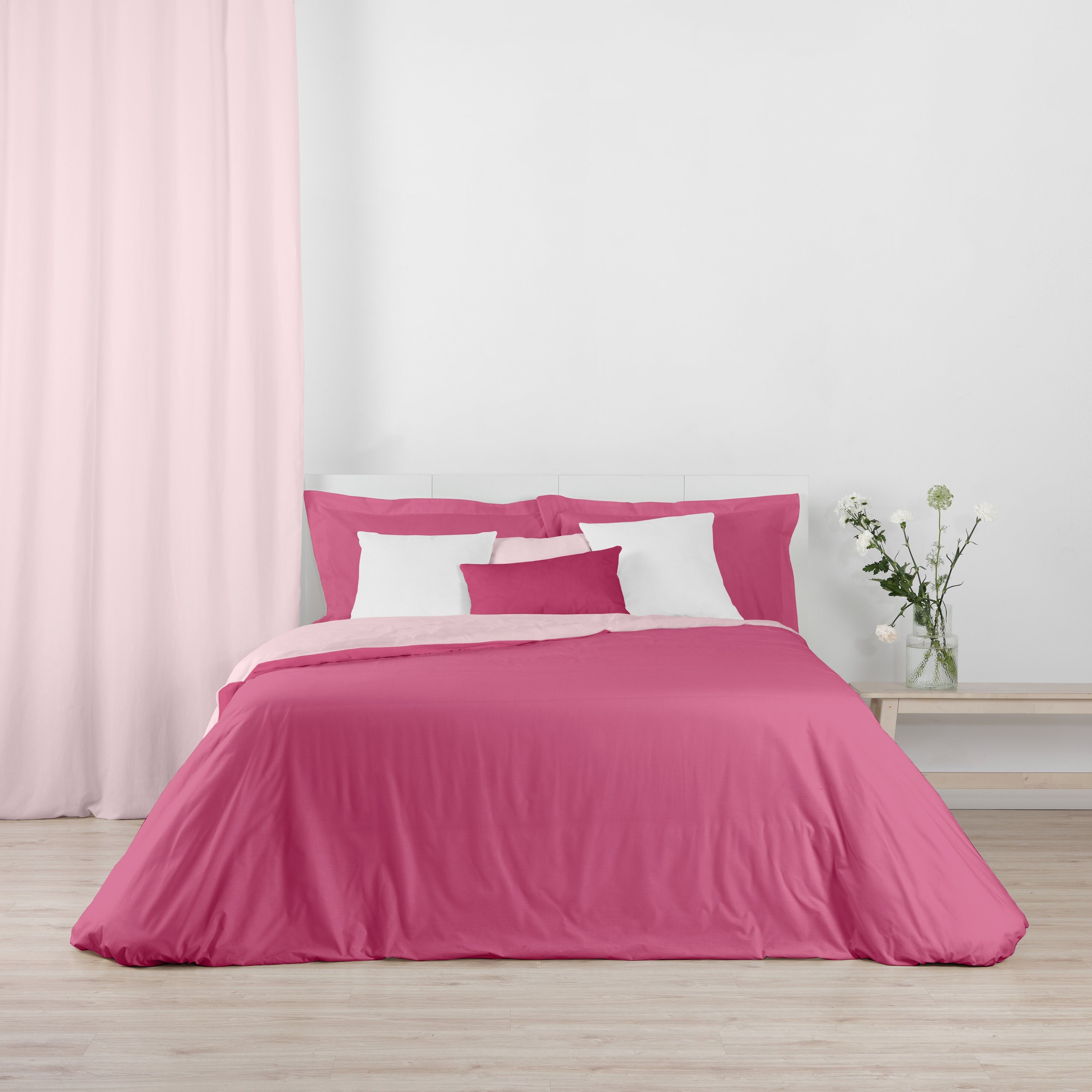 Copripiumino reversibile 100% cotone Rosa pallido - Fucsia