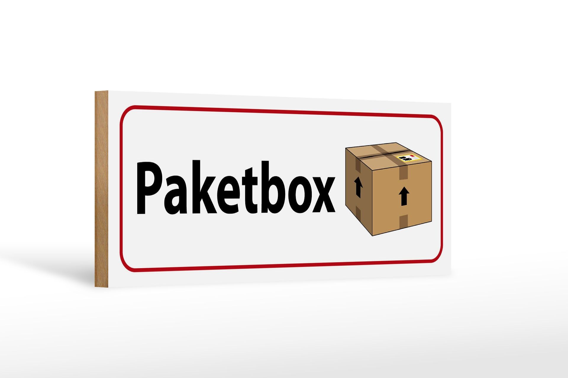 Panneau en bois avec inscription « Panneau de boîte à colis » 27 x 10 cm