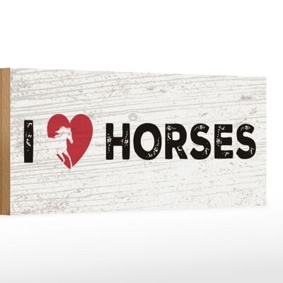 Letrero de madera de 27x10 cm que dice "Me encantan los caballos".