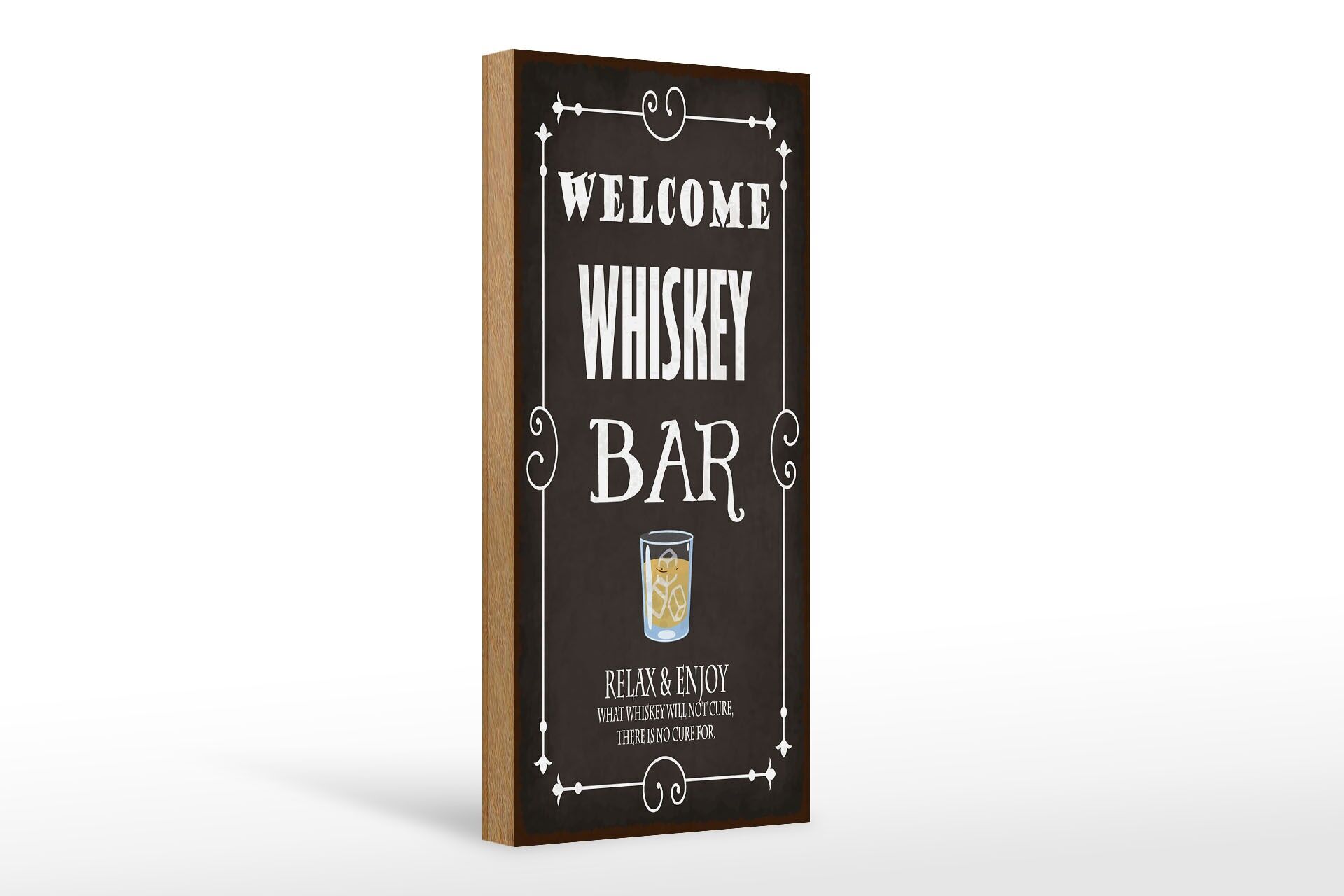 Cartello in legno 27x10 cm Benvenuti WHISKEY Bar Rilassati e goditi