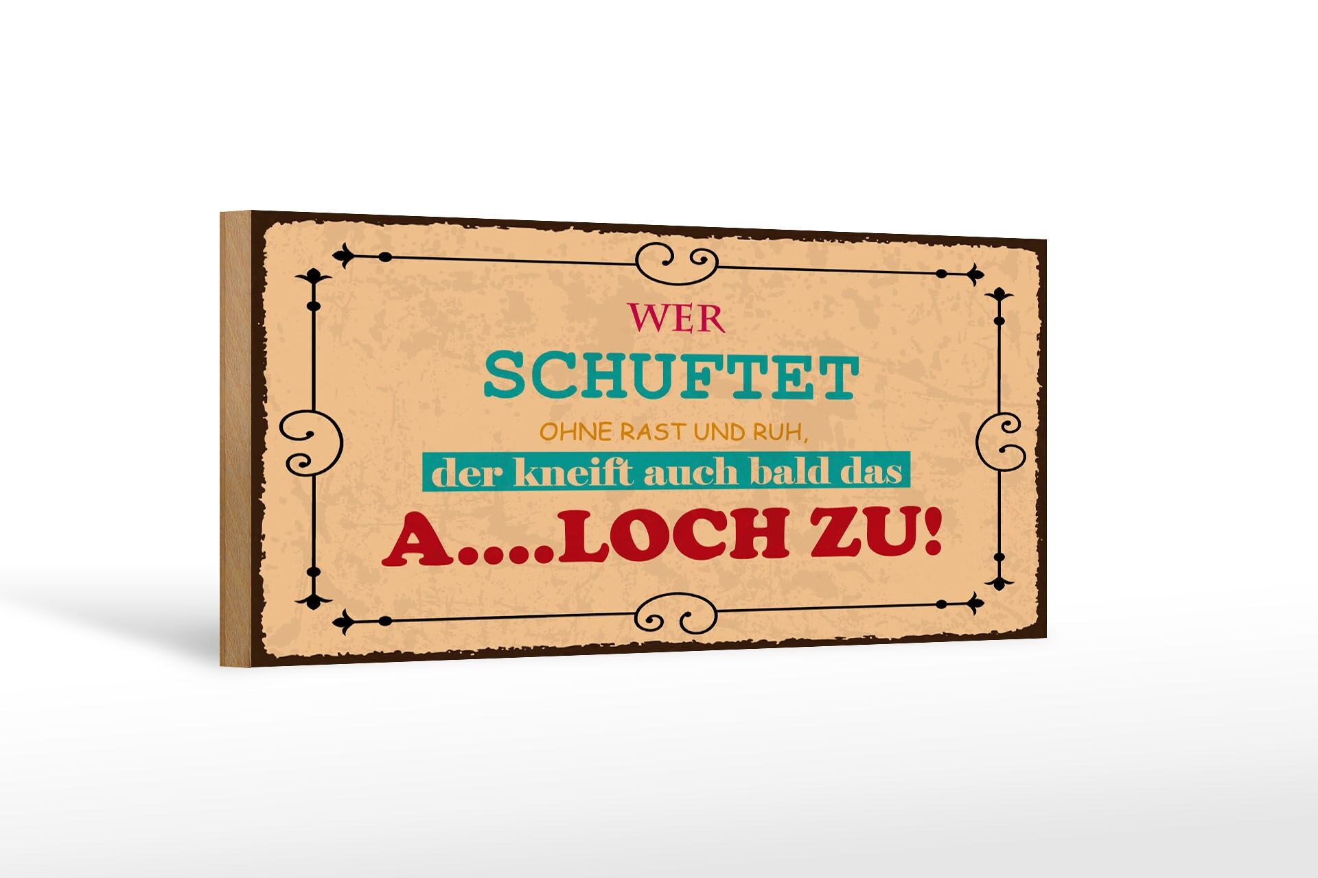 Cartello in legno con scritta 27x10 cm Chi fatica senza sosta e segno di pace