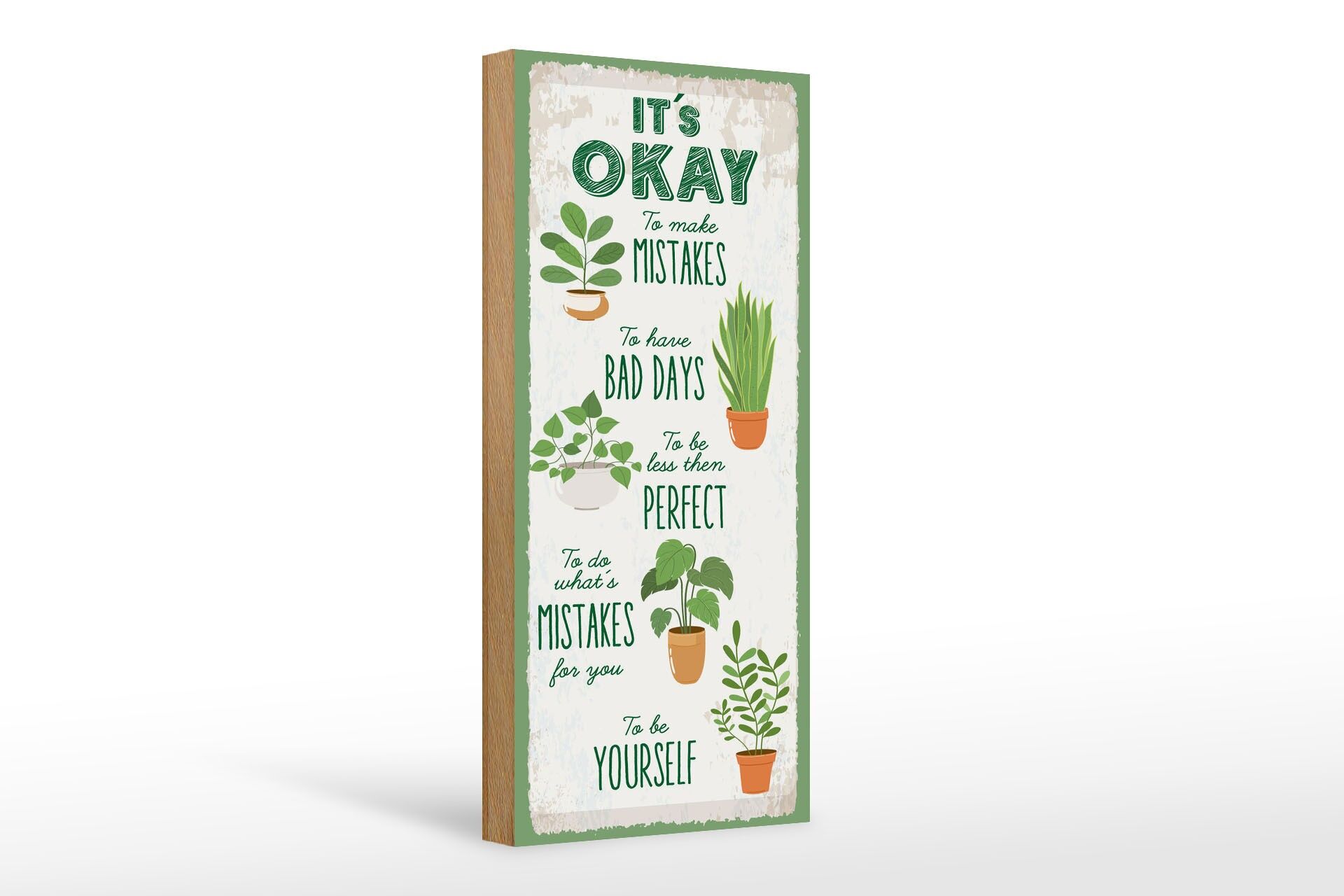 Holzschild Spruch 27x10 cm It is ok to make mistakes Deko Schild