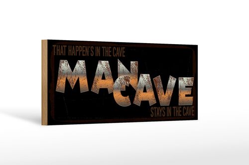 Holzschild Hinweis 27x10 cm That happen´s in Man cave braunes Deko Schild