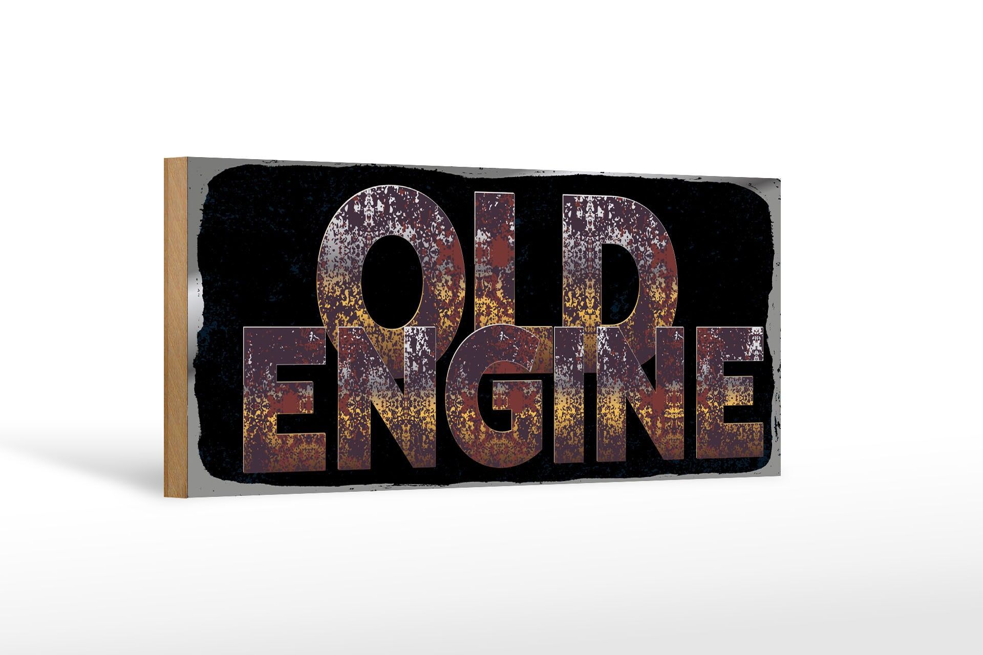 Panneau en bois 27x10 cm avec inscription « Ancien moteur »