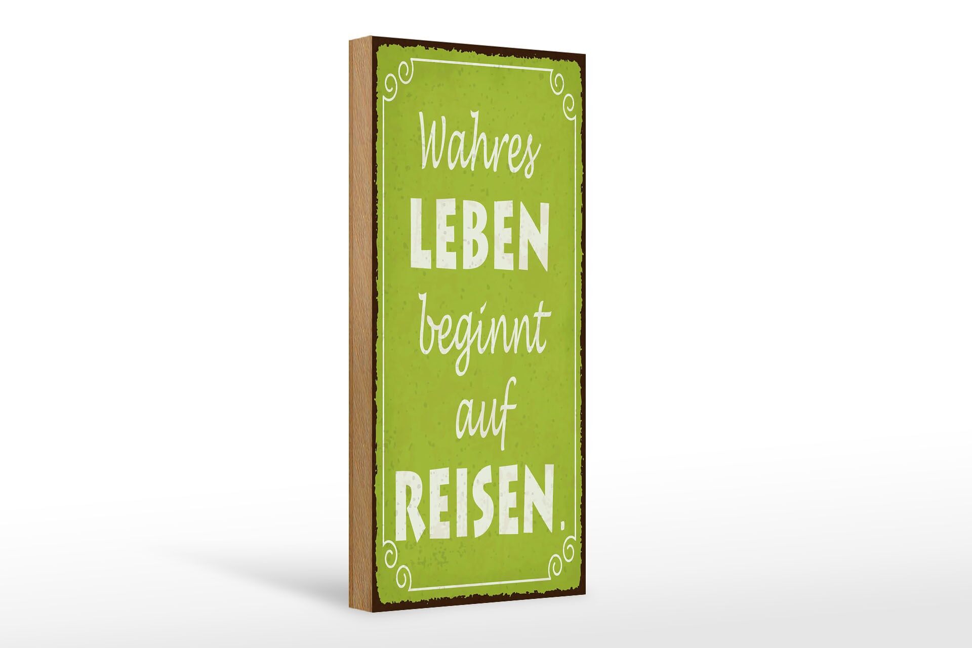 Letrero de madera 27x10 cm "La verdadera vida comienza viajando" letrero decorativo