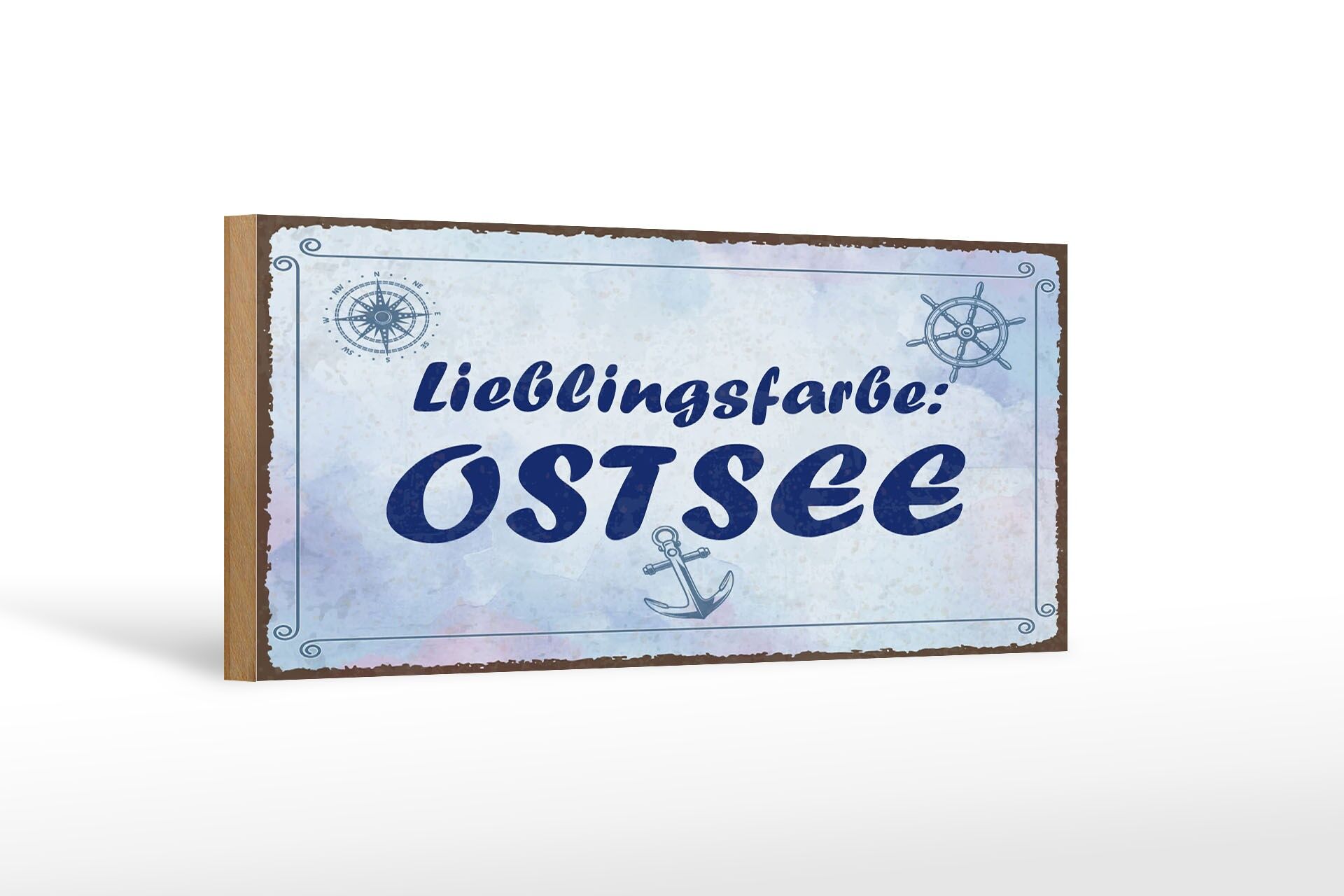 Cartello in legno con scritta 27x10 cm colore preferito Mar Baltico decorazione cartello