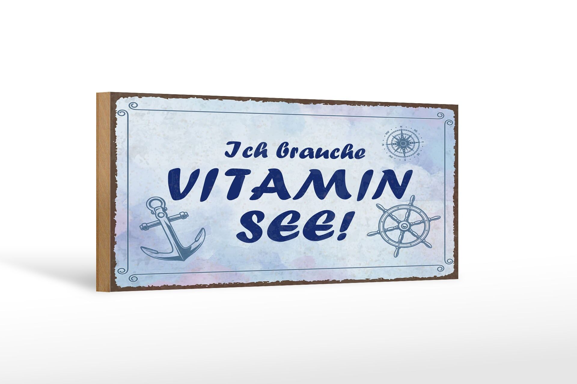 Wooden sign saying 27x10 cm I need vitamin sea decorative sign