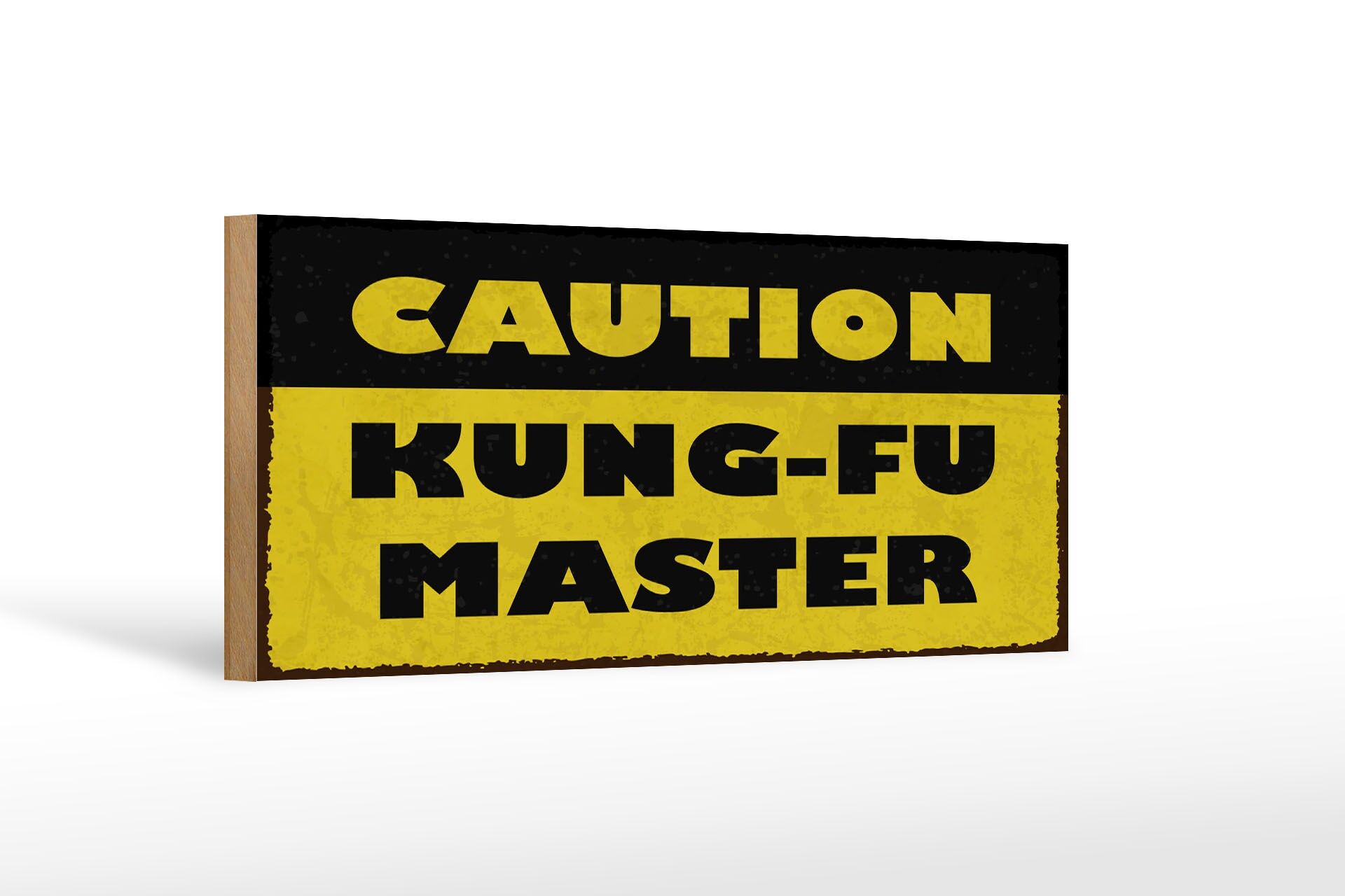 Holzschild Spruch 27x10 cm Caution Kung Fu Master Deko Schild