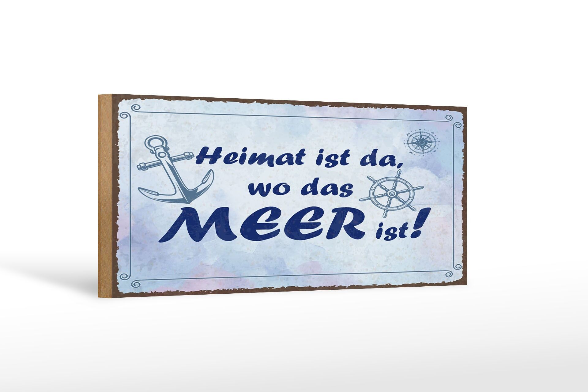 Wooden sign saying 27x10 cm Home is where the sea is decorative sign